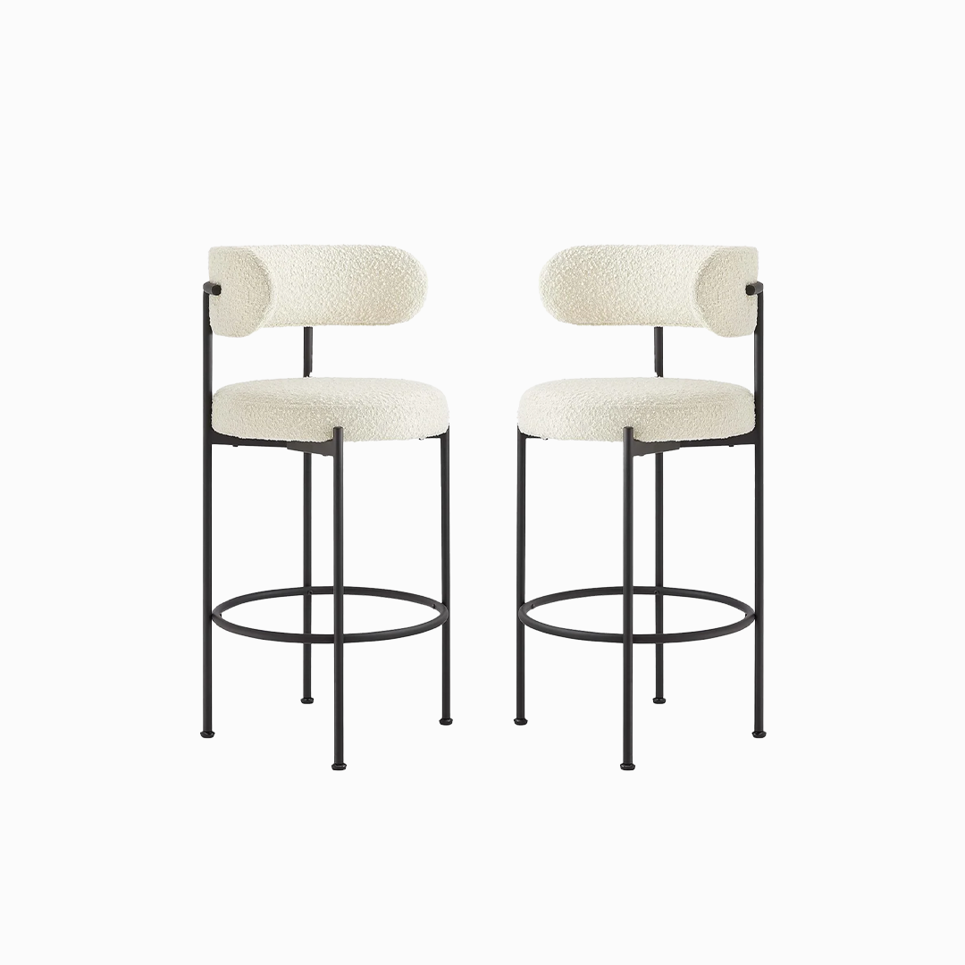 Albie Boucle Fabric Bar Stools - Set of 2