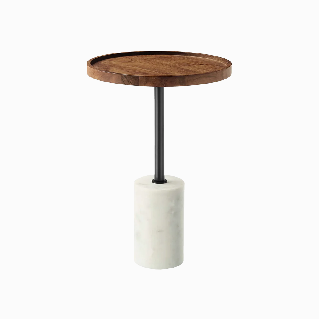 Amina Round Acacia Wood Side Table