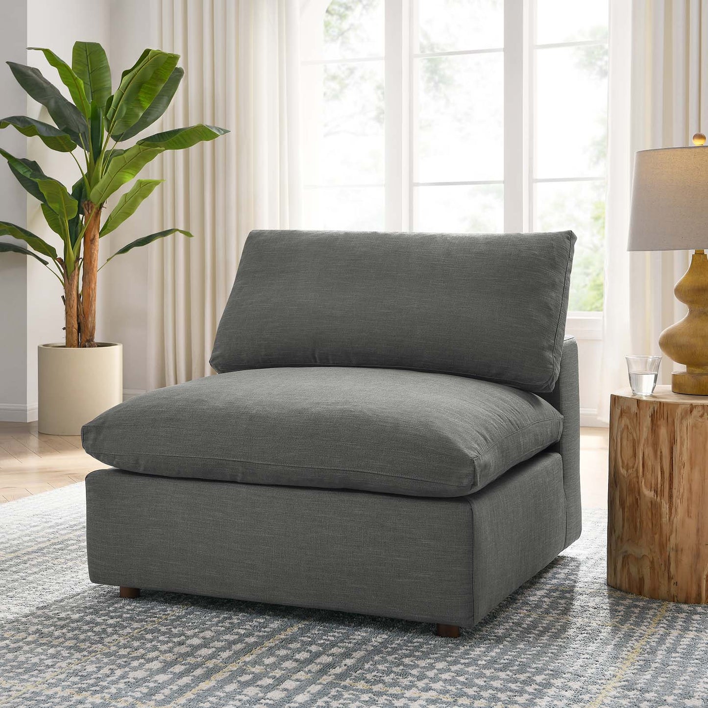Tobi Overstuffed Upholstered Armless Chair