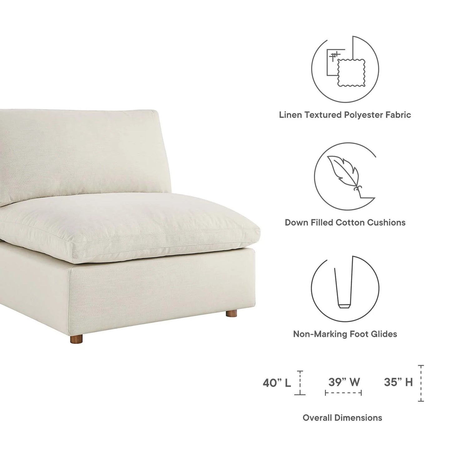 Tobi Overstuffed Upholstered Armless Chair