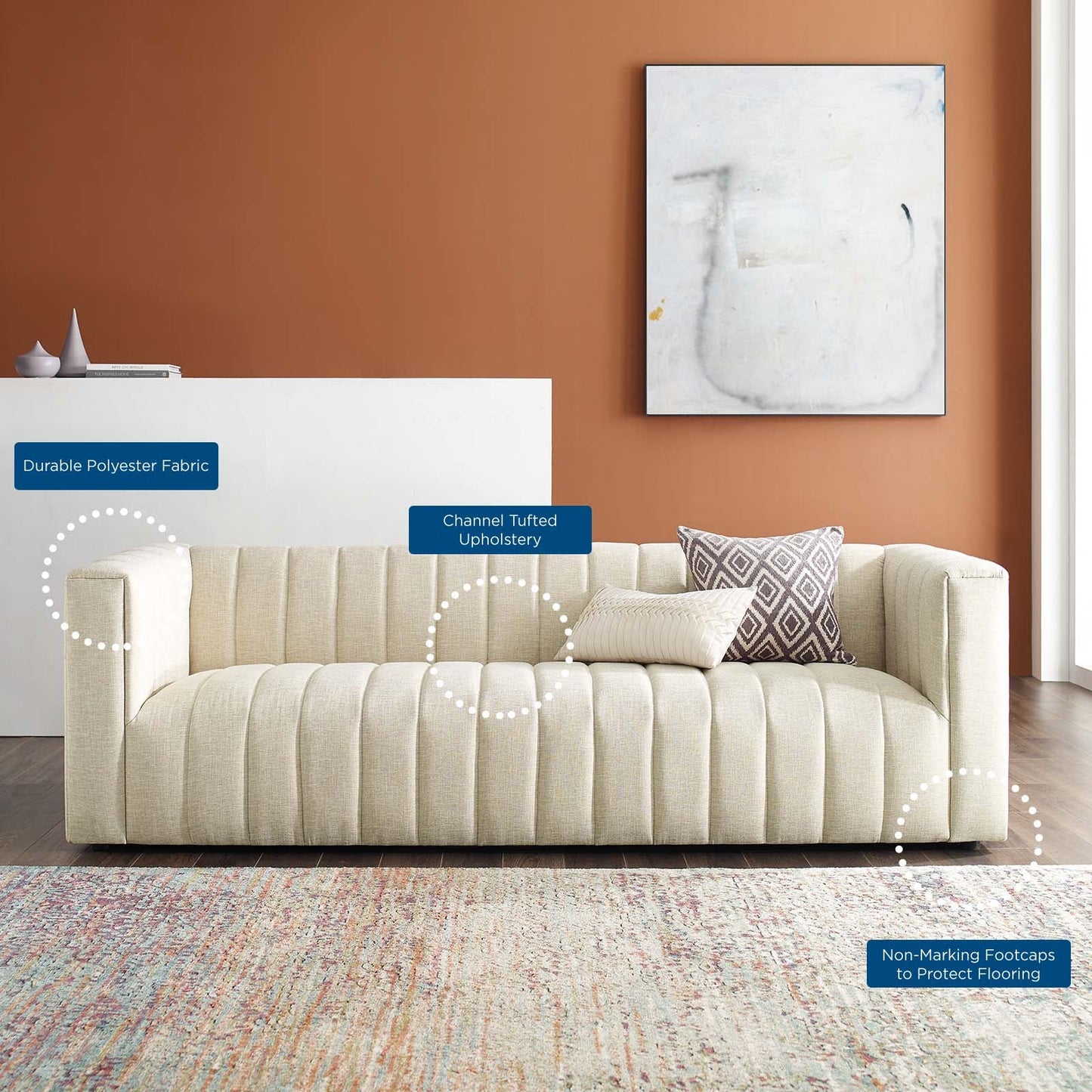Kano Channel Tufted Upholstered Sofa