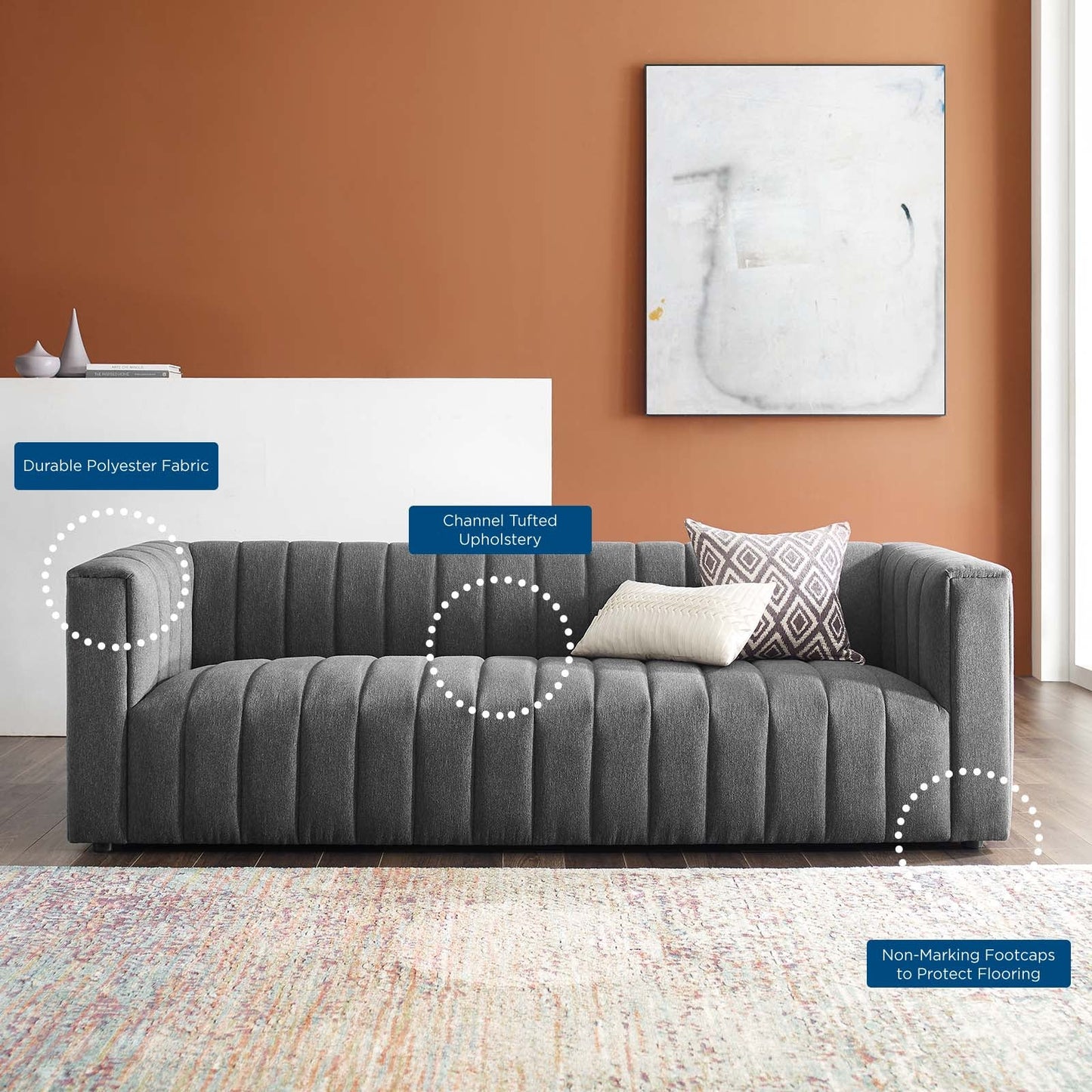 Kano Channel Tufted Upholstered Sofa