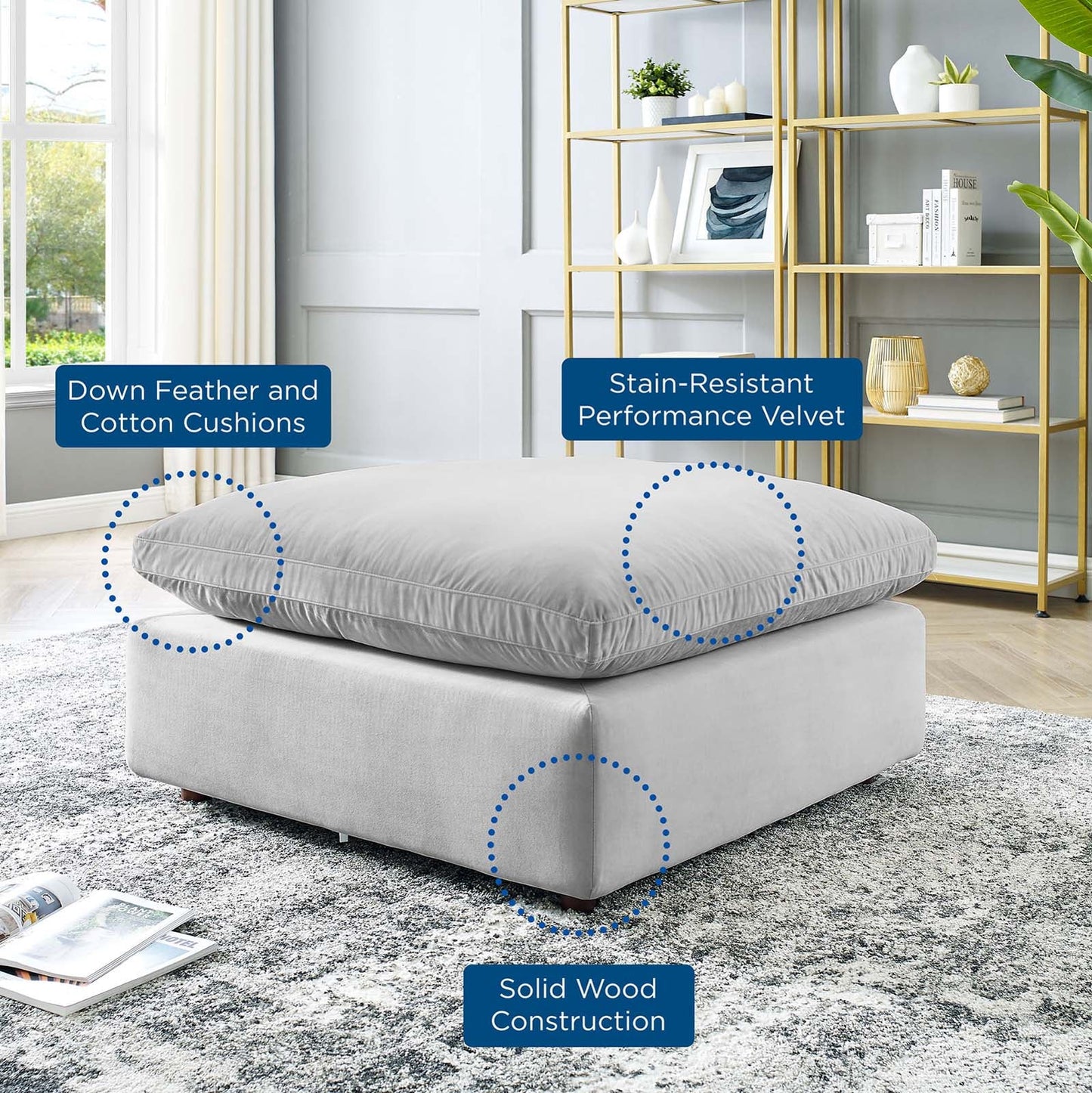 Tobi Overstuffed Velvet Ottoman