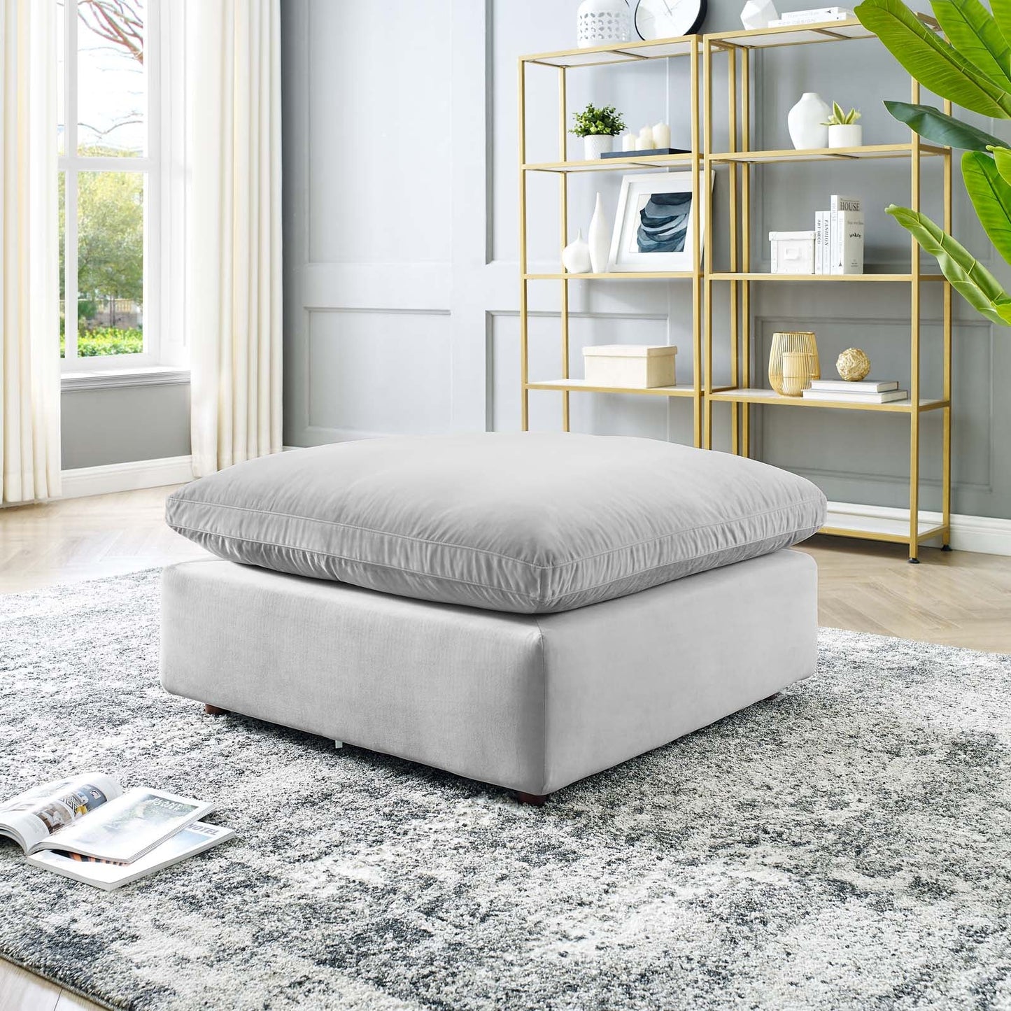 Tobi Overstuffed Velvet Ottoman