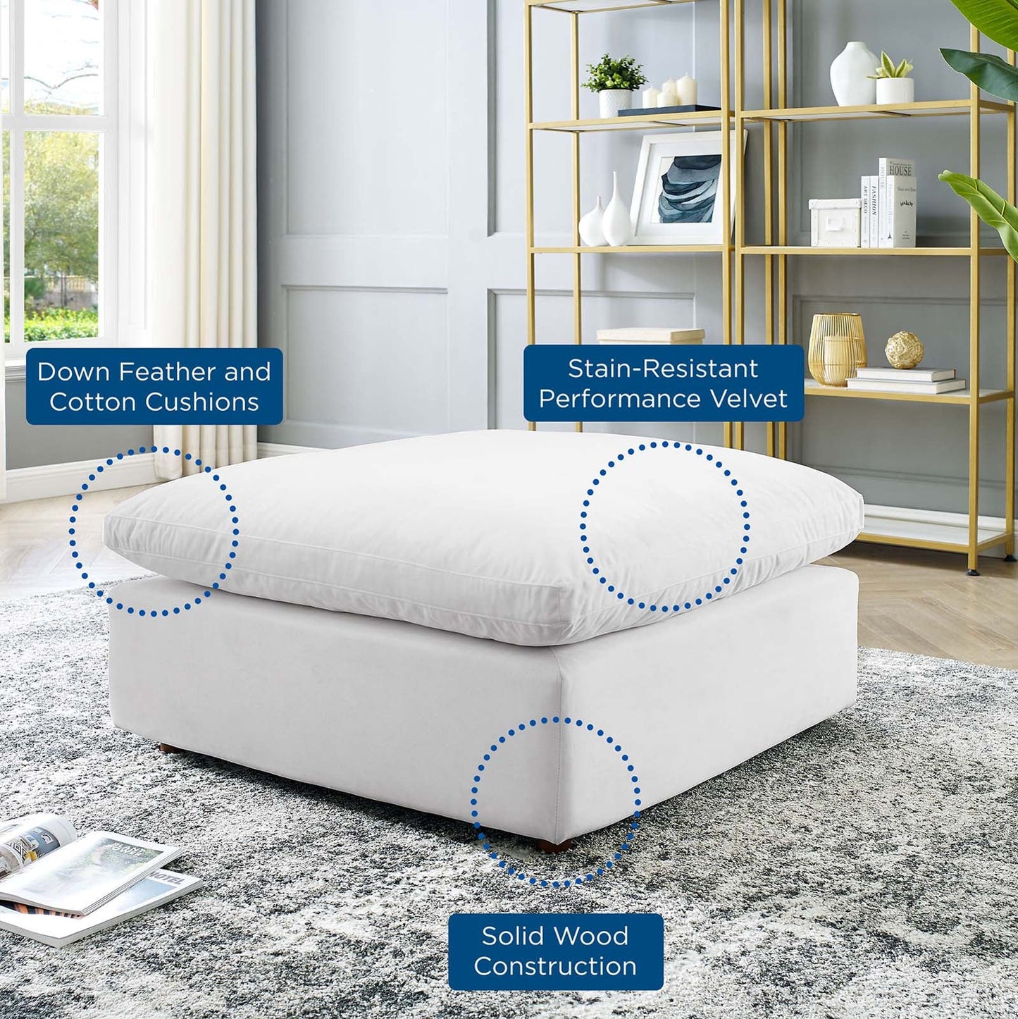 Tobi Overstuffed Velvet Ottoman