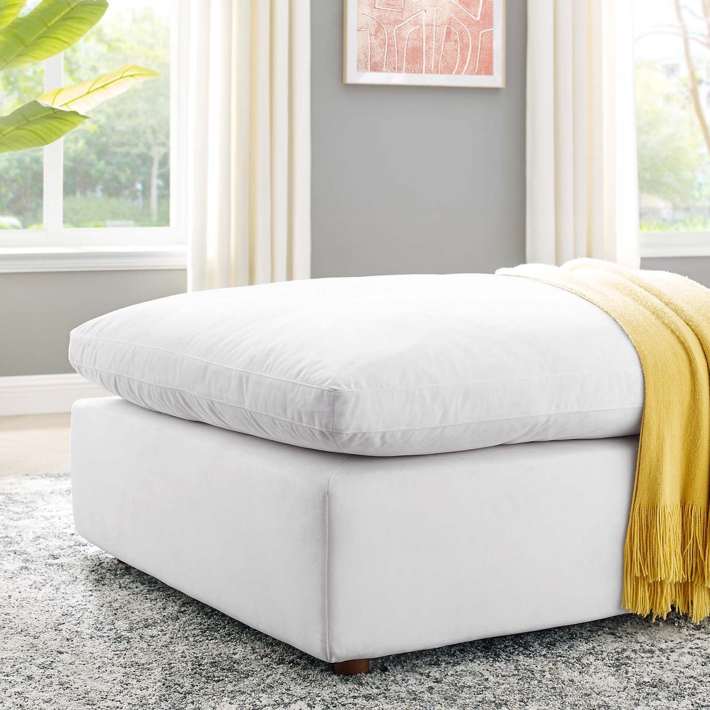 Tobi Overstuffed Velvet Ottoman
