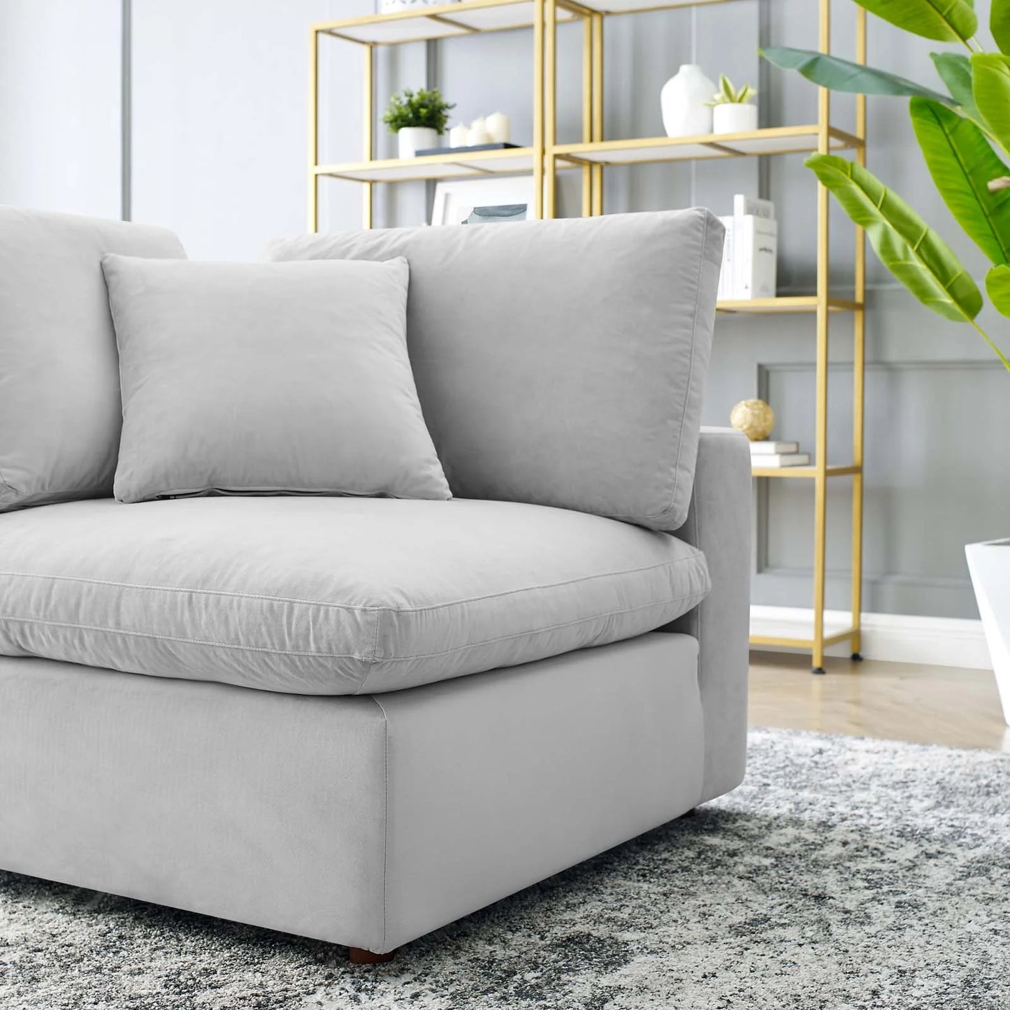 Tobi Overstuffed Velvet Corner Chair