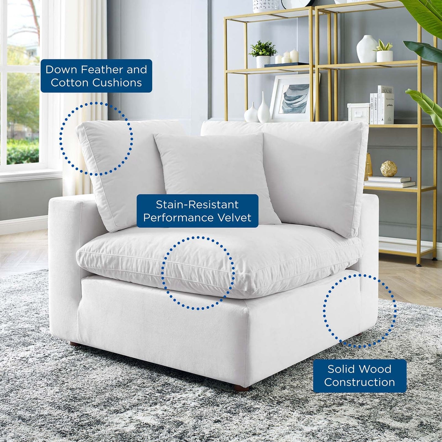 Tobi Overstuffed Velvet Corner Chair