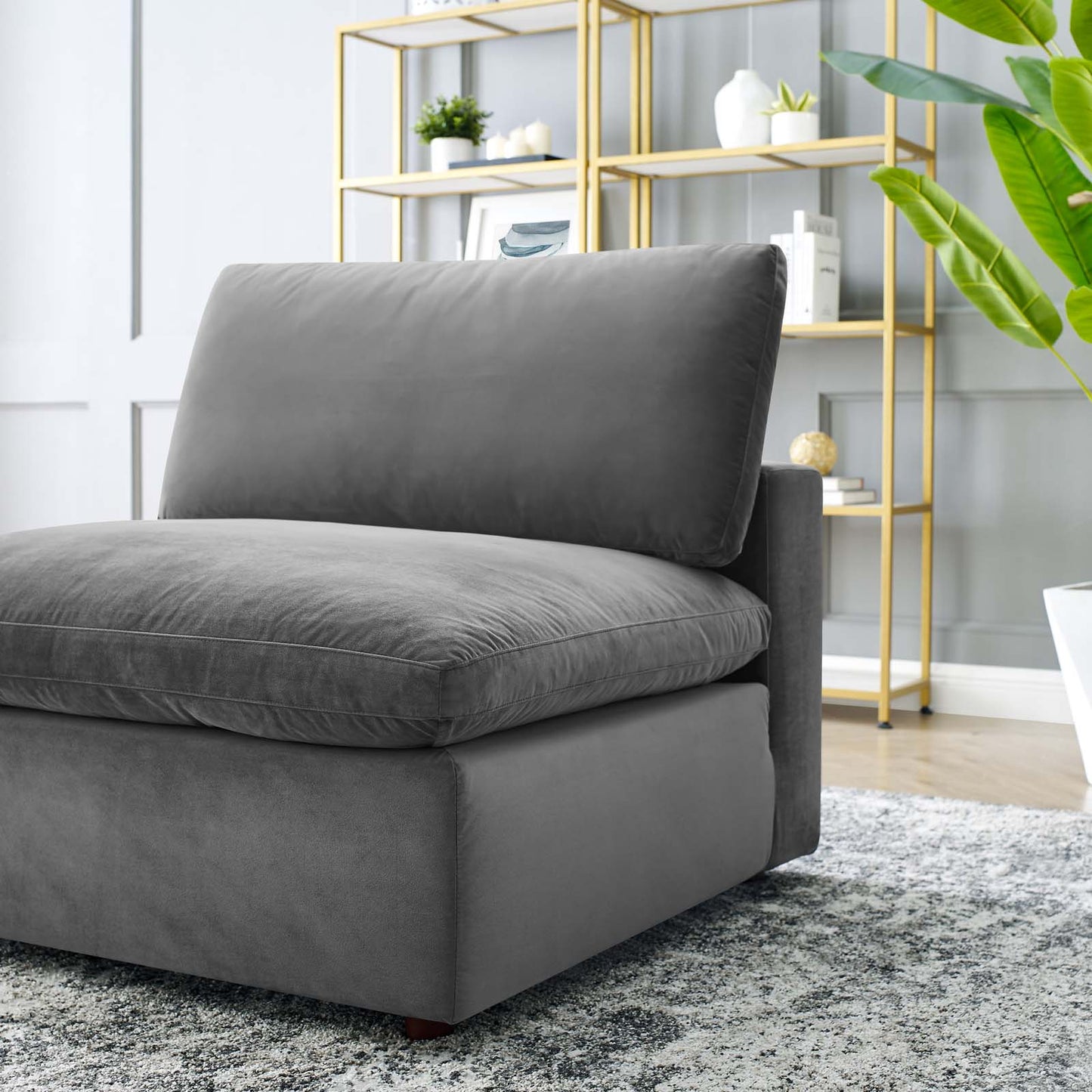 Tobi Overstuffed Velvet Armless Chair