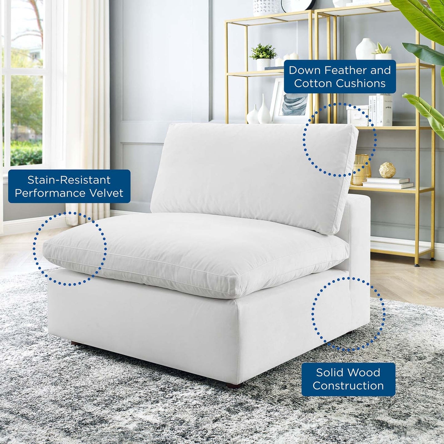 Tobi Overstuffed Velvet Armless Chair