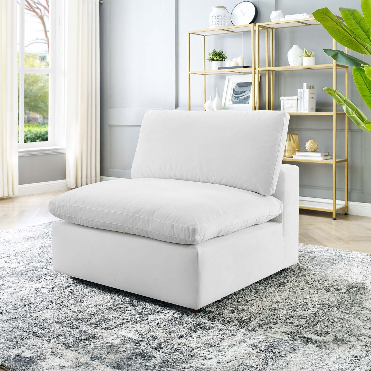 Tobi Overstuffed Velvet Armless Chair