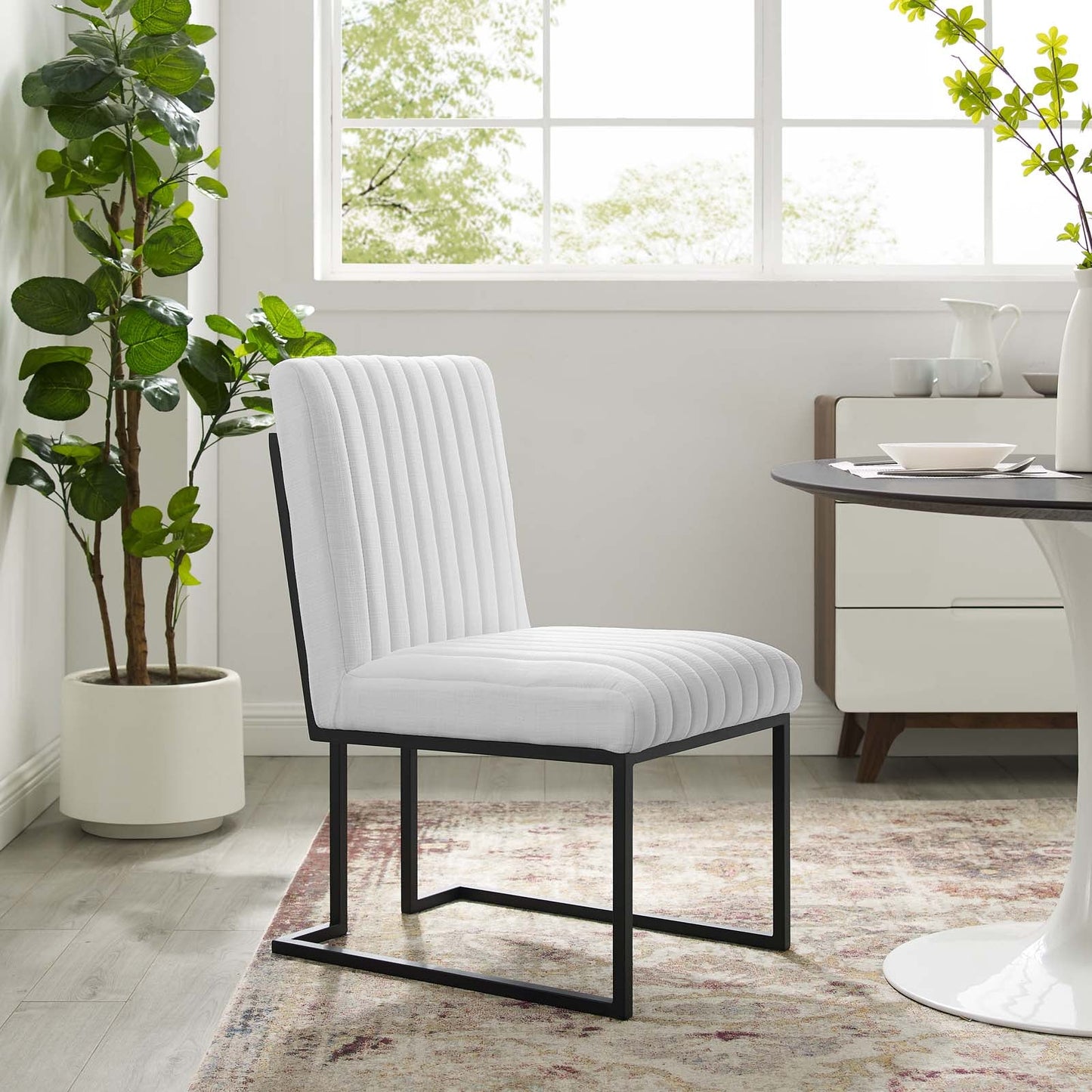 Hana Channel Tufted Fabric Dining Chair