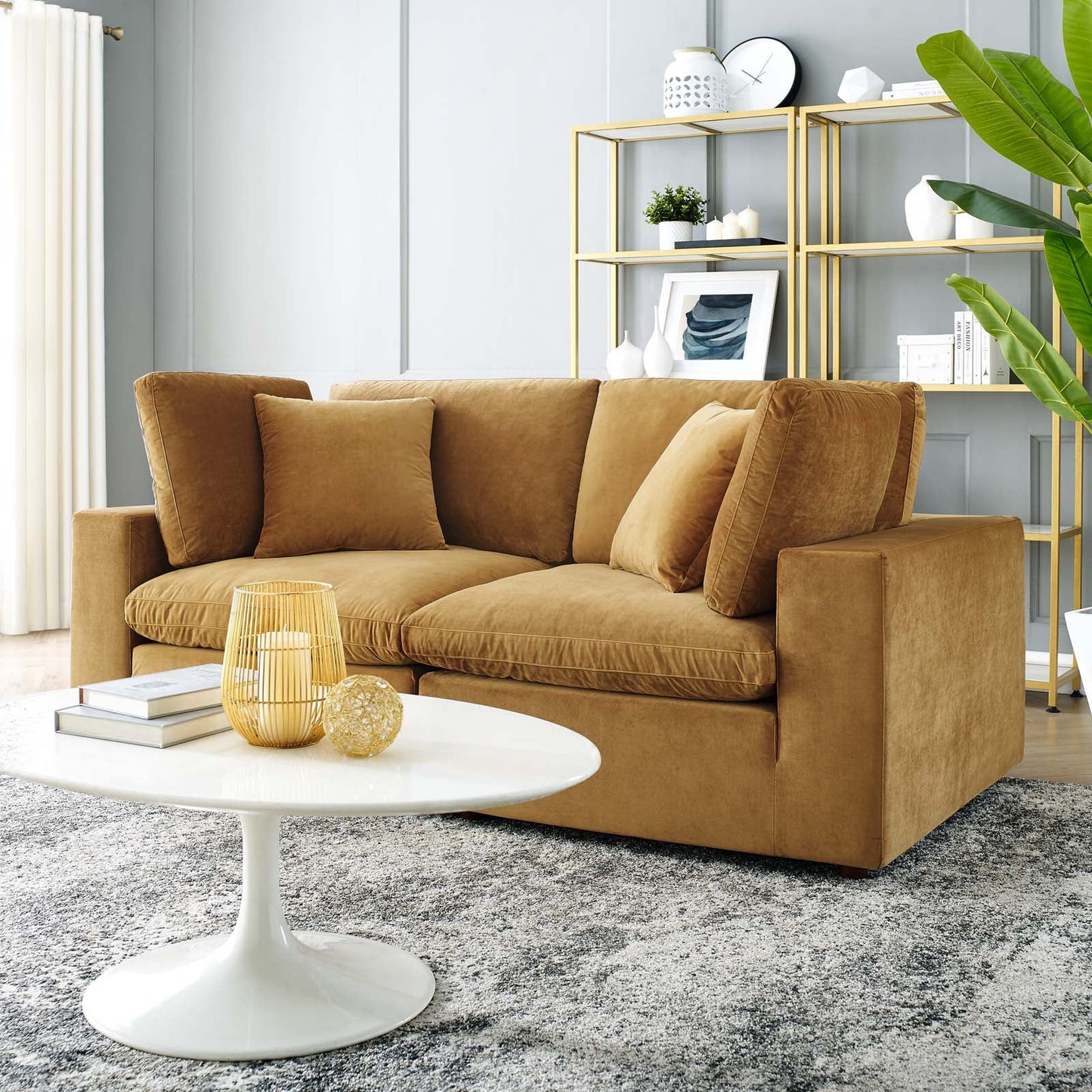 Tobi Overstuffed Velvet Loveseat