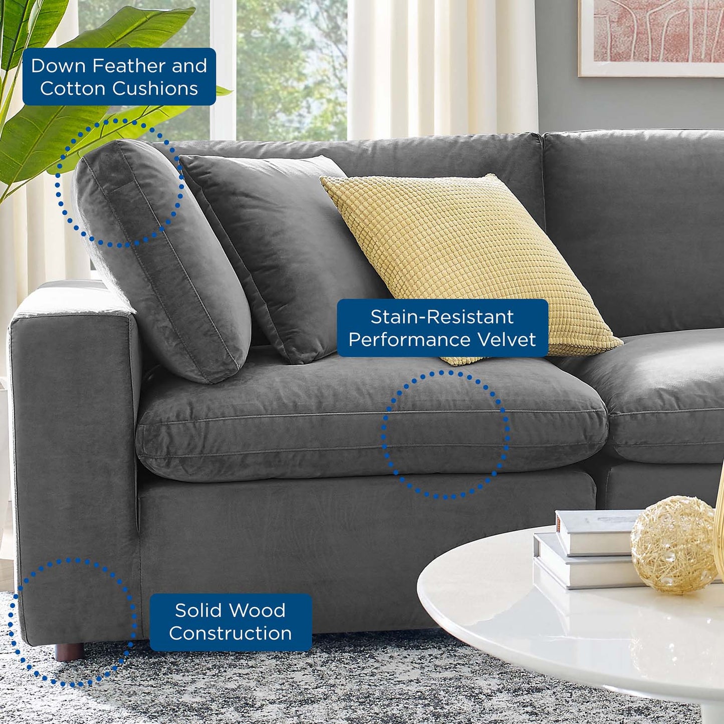 Tobi Overstuffed Velvet Loveseat