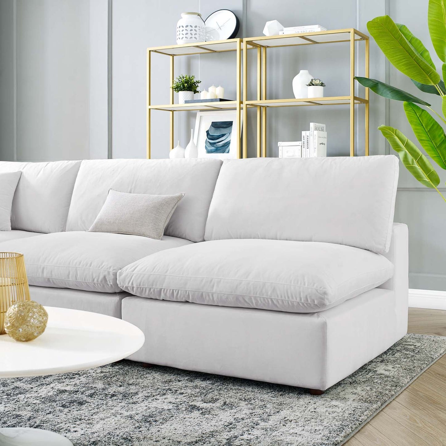 Tobi Overstuffed Velvet 5-Piece Armless Sectional