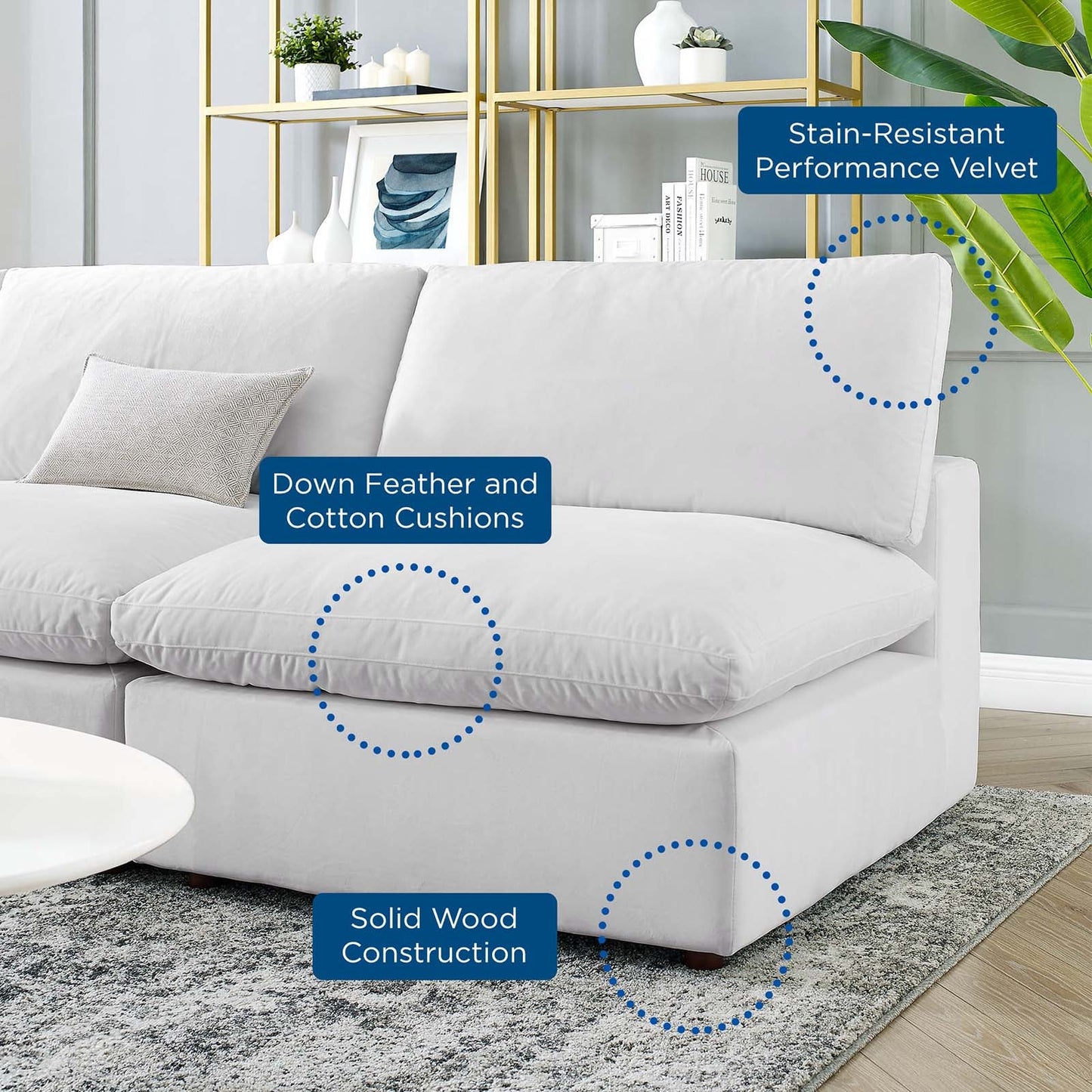 Tobi Overstuffed Velvet 5-Piece Armless Sectional