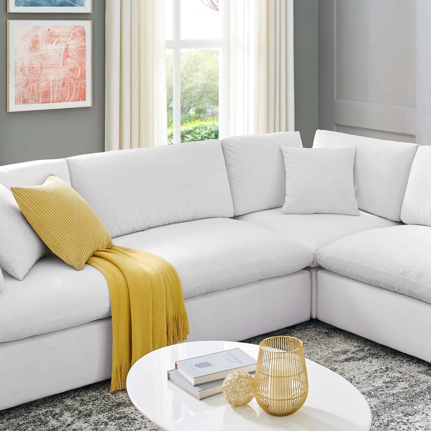 Tobi Overstuffed Velvet 8-Piece Sectional Sofa