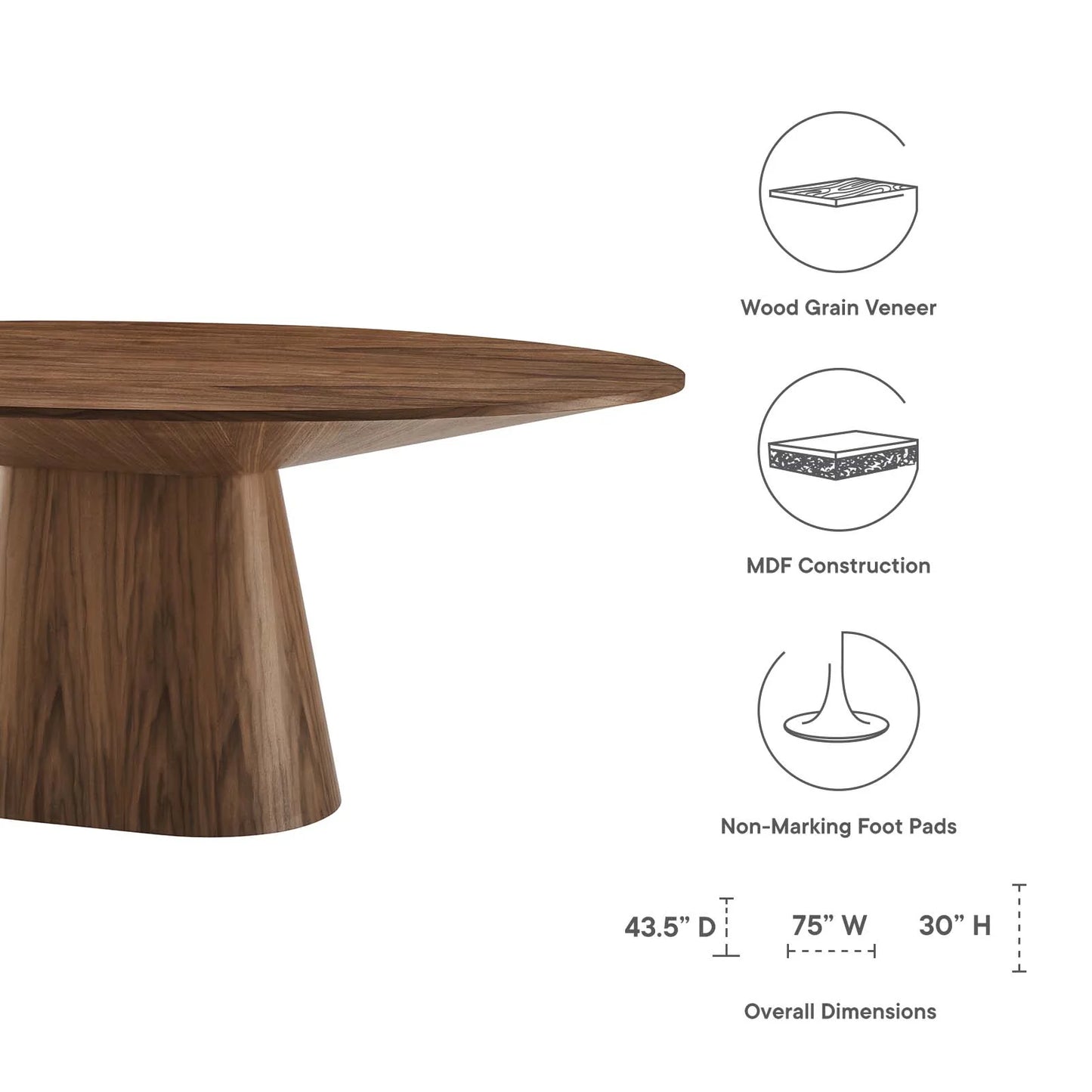 Aria 75" Oval Dining Table