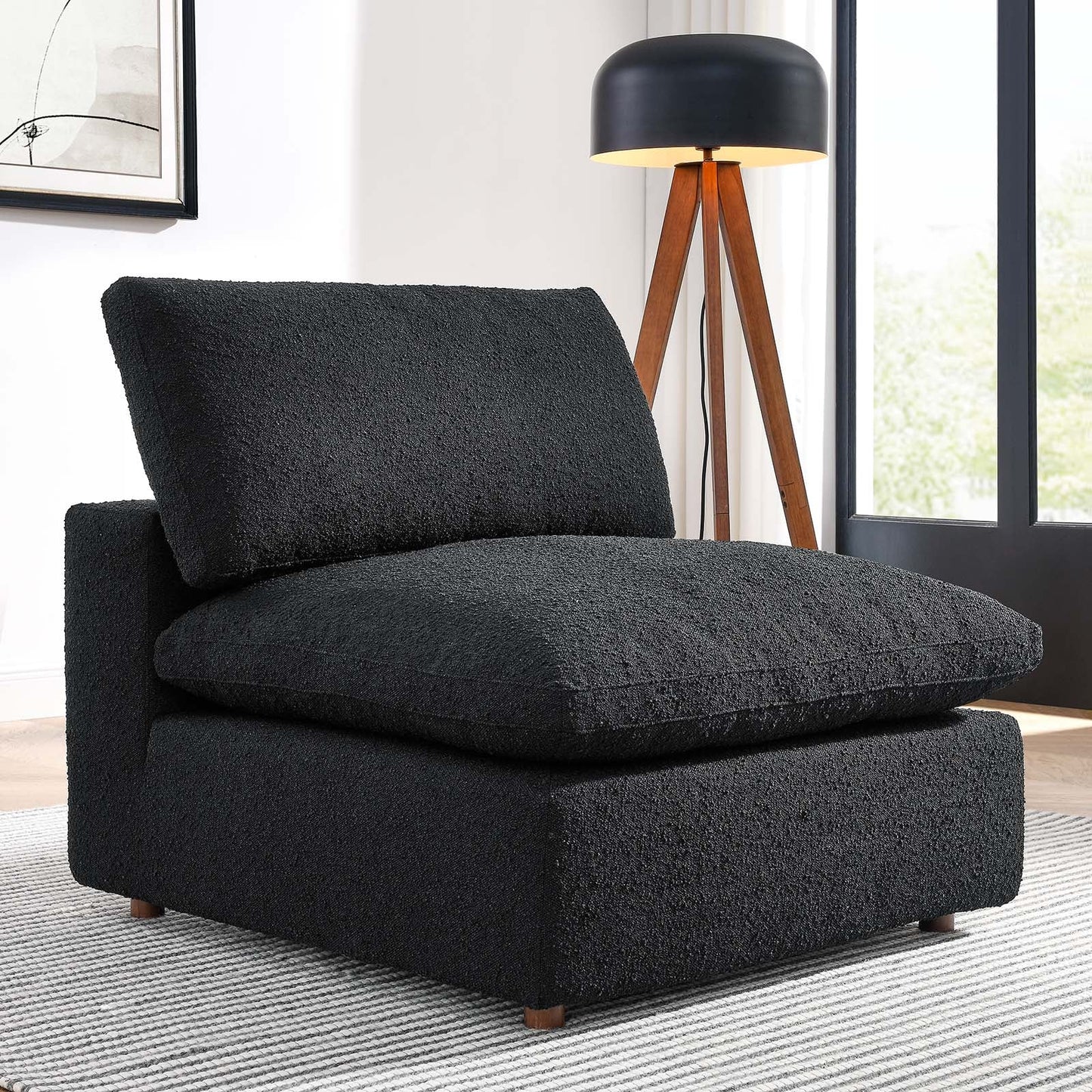 Tobi Overstuffed Boucle Armless Chair