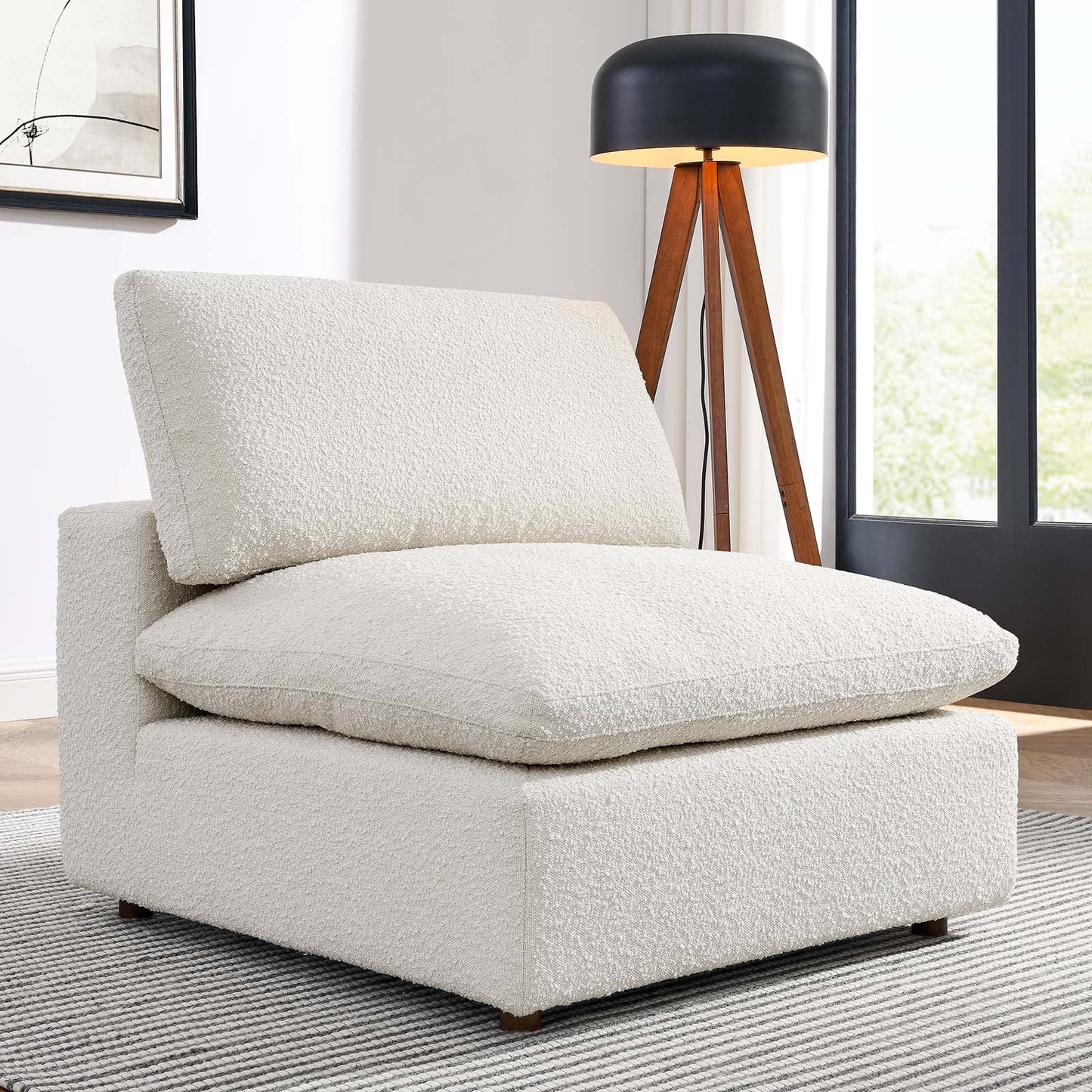 Tobi Overstuffed Boucle Armless Chair