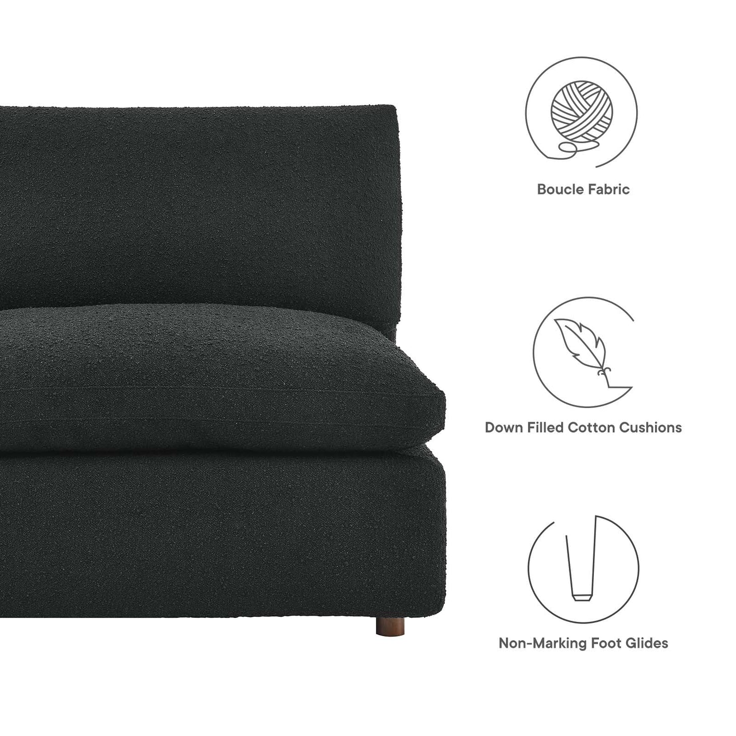 Tobi Overstuffed Boucle Armless 5-Piece Sectional