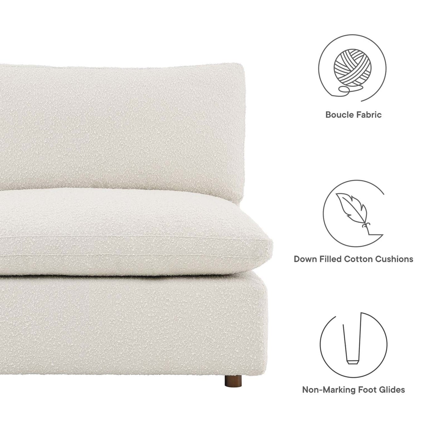 Tobi Overstuffed Boucle Armless 5-Piece Sectional