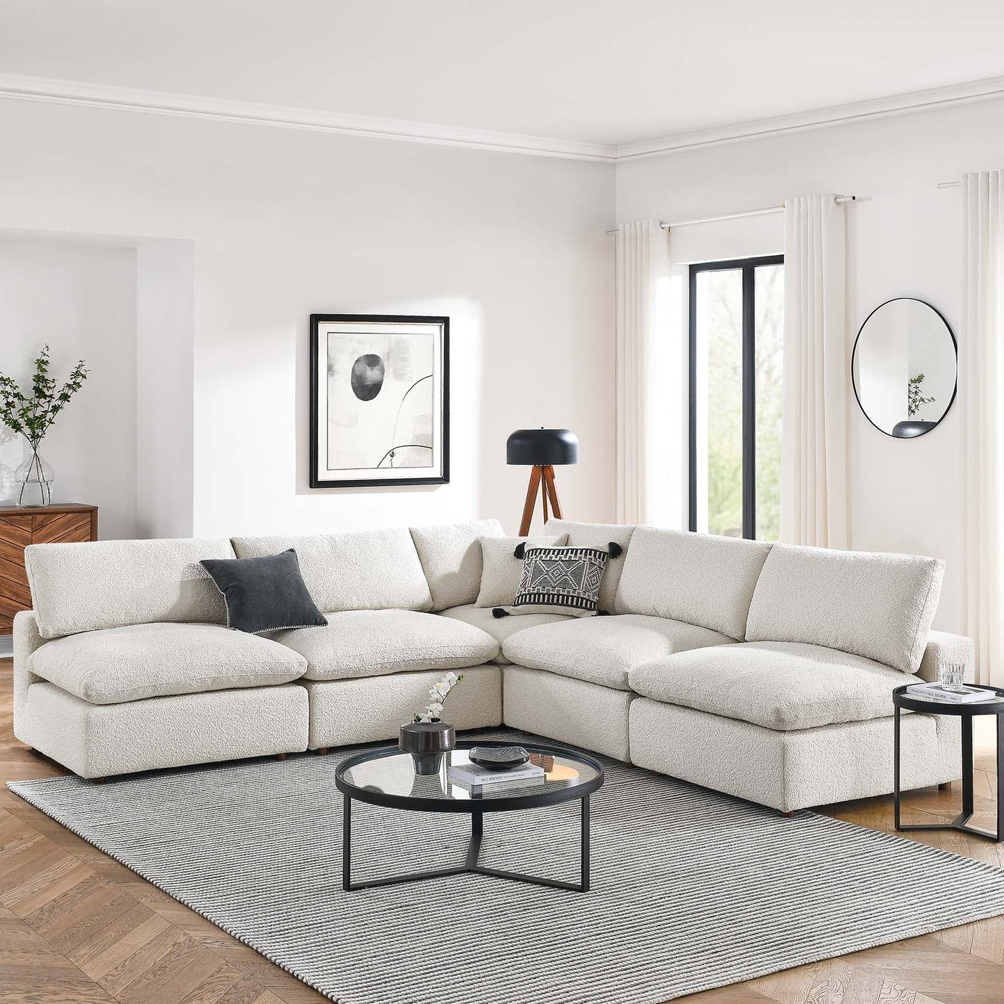 Tobi Overstuffed Boucle Armless 5-Piece Sectional