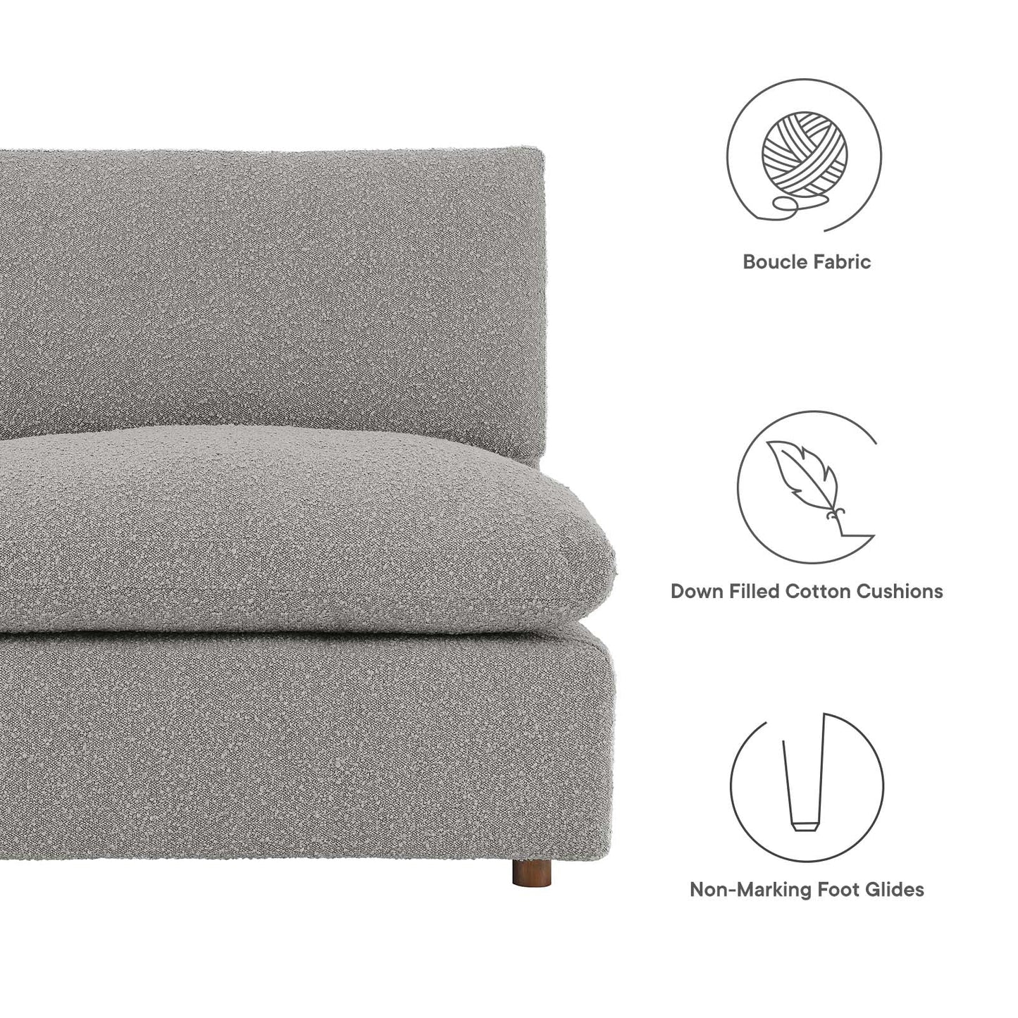 Tobi Overstuffed Boucle Armless 5-Piece Sectional