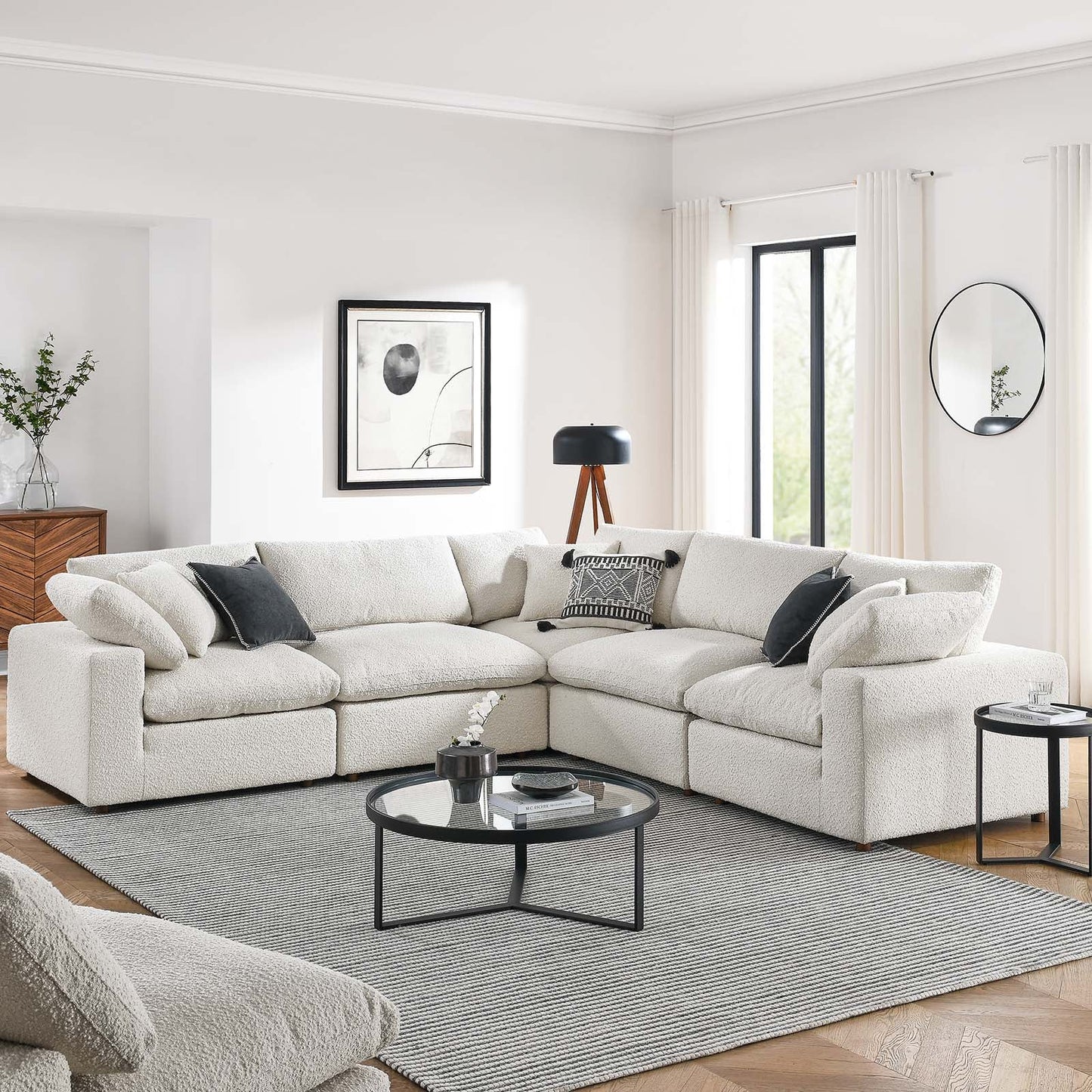 Tobi Overstuffed Boucle 5-Piece Sectional