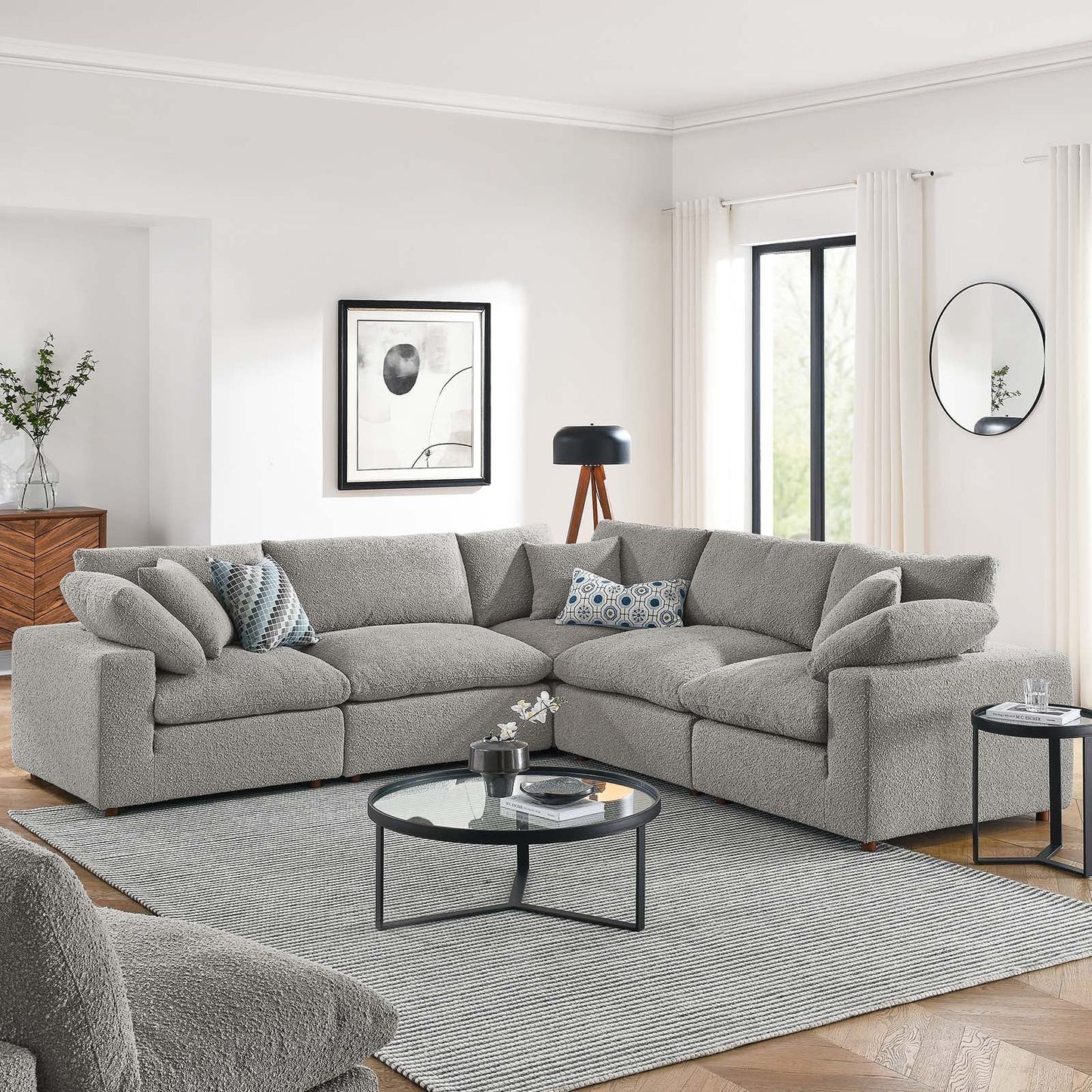 Tobi Overstuffed Boucle 5-Piece Sectional