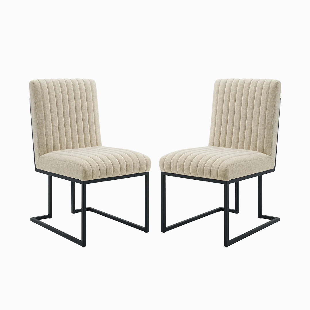 Indulge Channel Tufted Fabric Dining Chairs - Set of 2