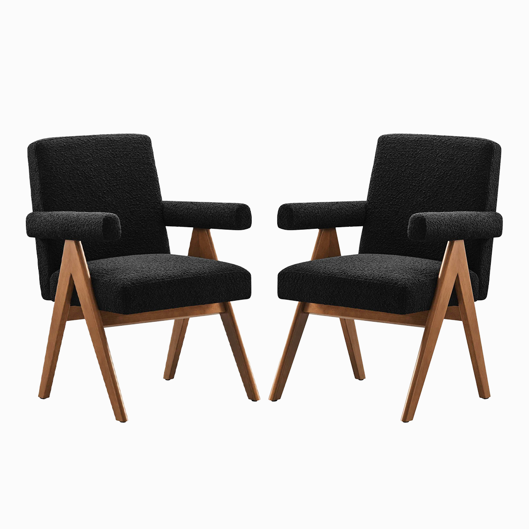 Lyra Boucle Fabric Dining Room Chair - Set of 2
