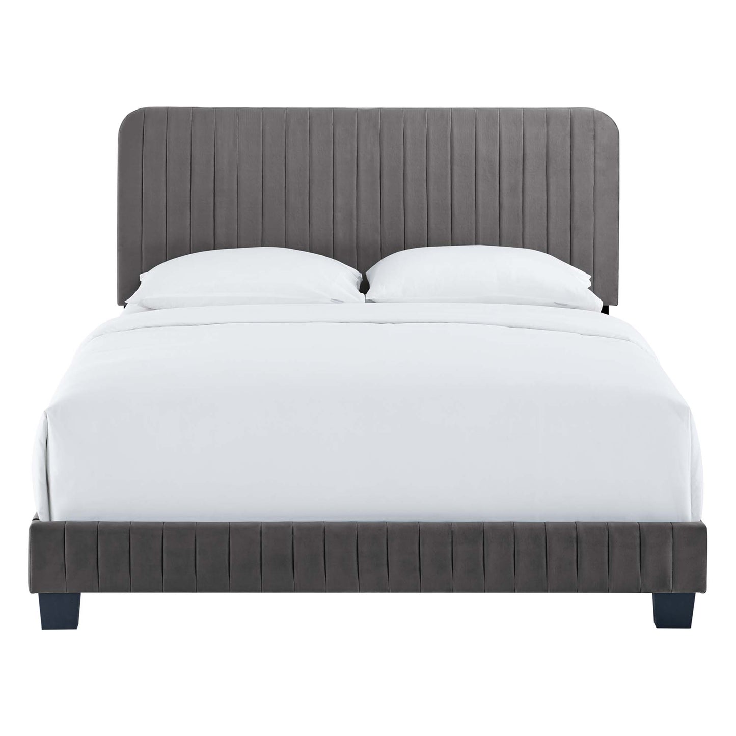 Lila Velvet Channel Platform Bed
