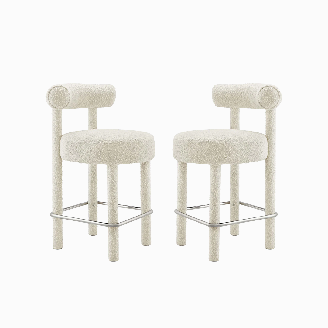 Toulouse Boucle Fabric Counter Stool - Set of 2