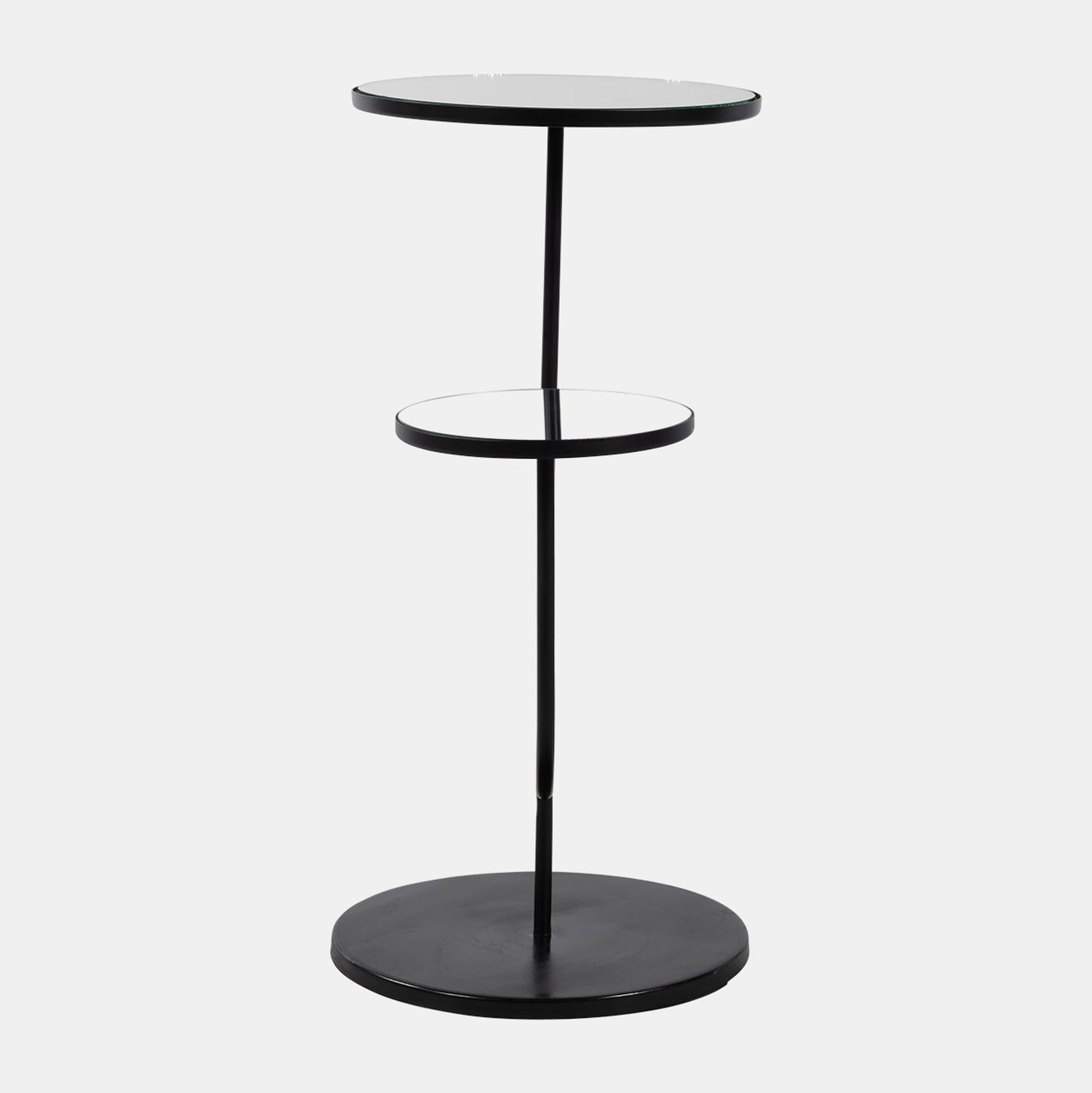 Metal, 19"Dx25"H 2-Tiered Side Table W/ Mirror Top