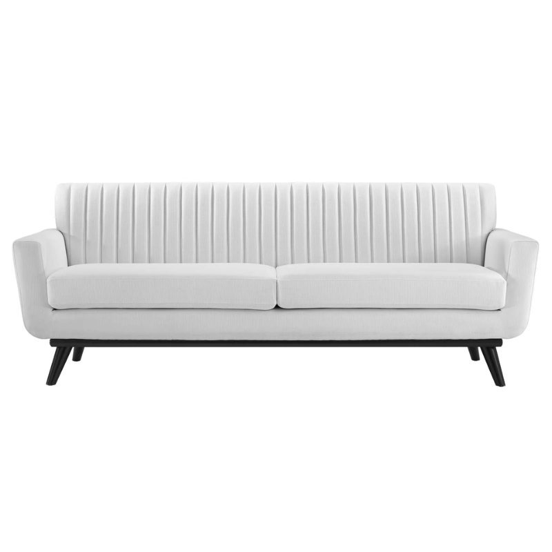 Mina Channel Tufted Fabric Sofa