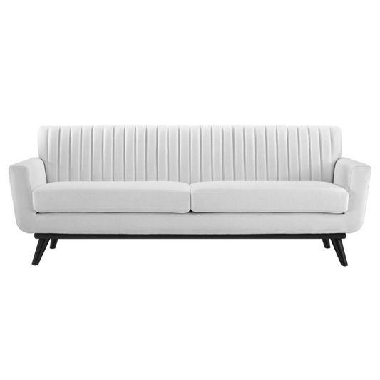 Mina Channel Tufted Fabric Sofa