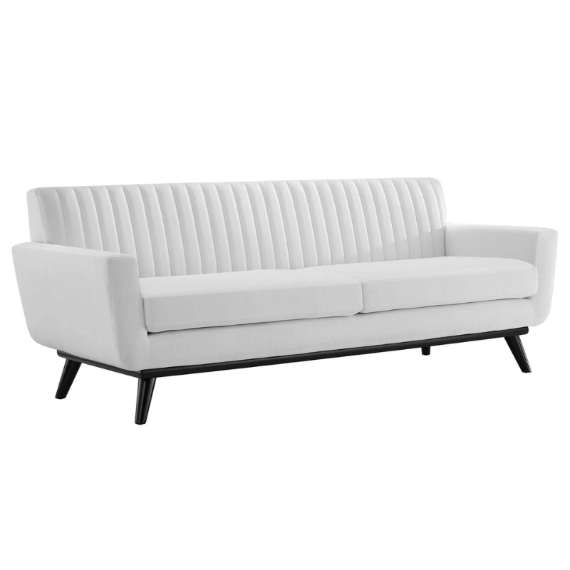 Mina Channel Tufted Fabric Sofa