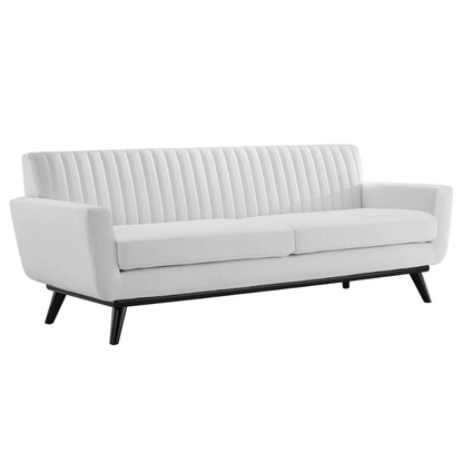 Mina Channel Tufted Fabric Sofa