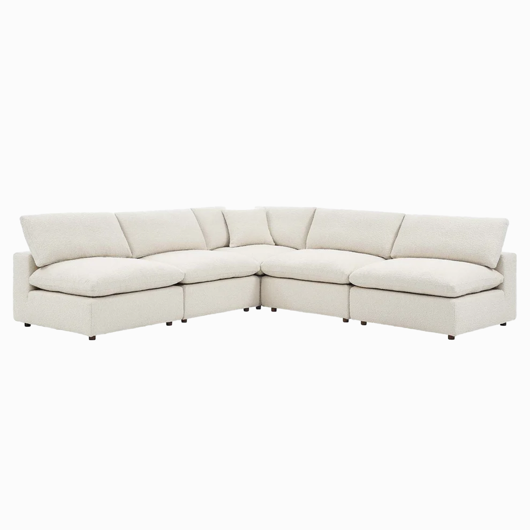 Tobi Overstuffed Boucle Armless 5-Piece Sectional