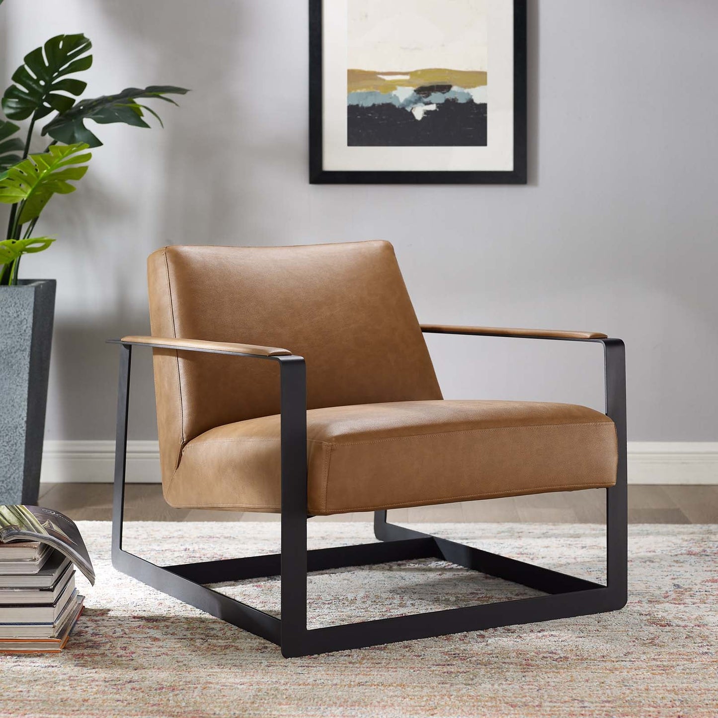 Deepak Vegan Leather Accent Chair