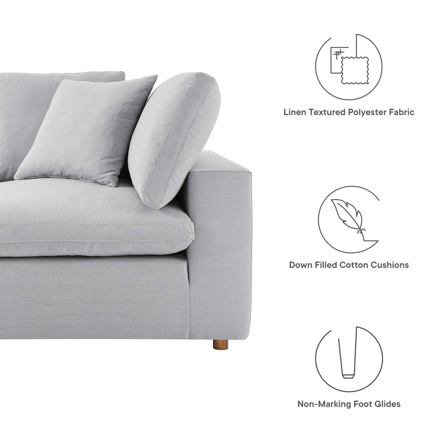 Commix Down Filled Overstuffed 5-Piece Armless Sectional Sofa