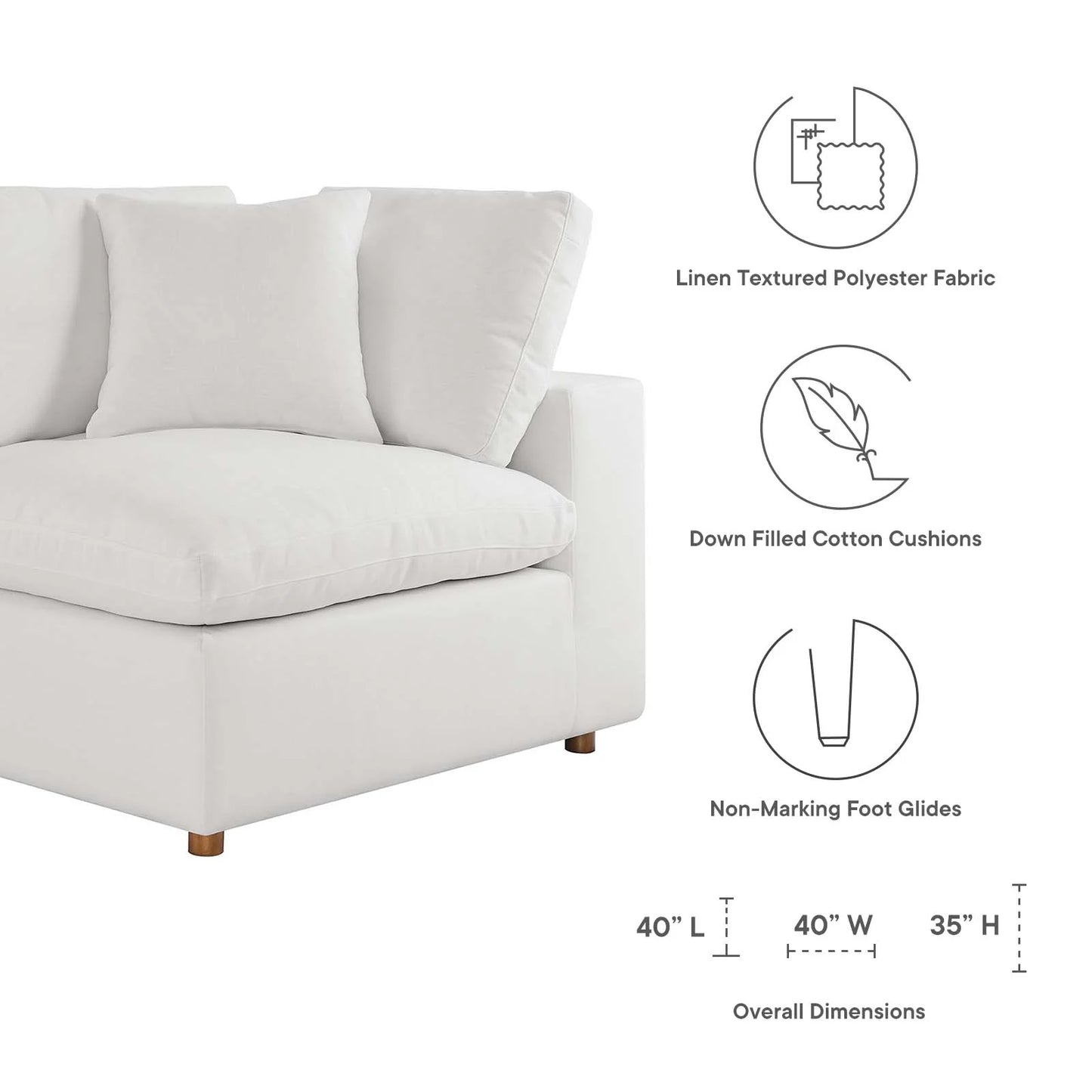 Commix Down Filled Overstuffed 5-Piece Armless Sectional Sofa