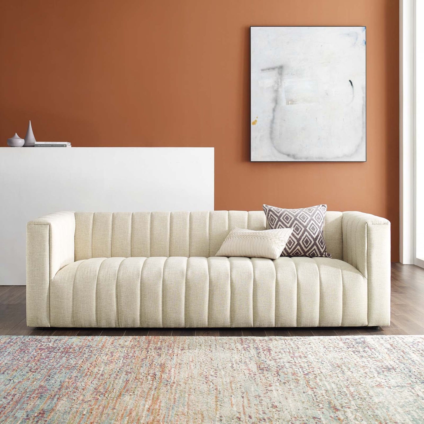 Priya Channel Tufted Upholstered Sofa