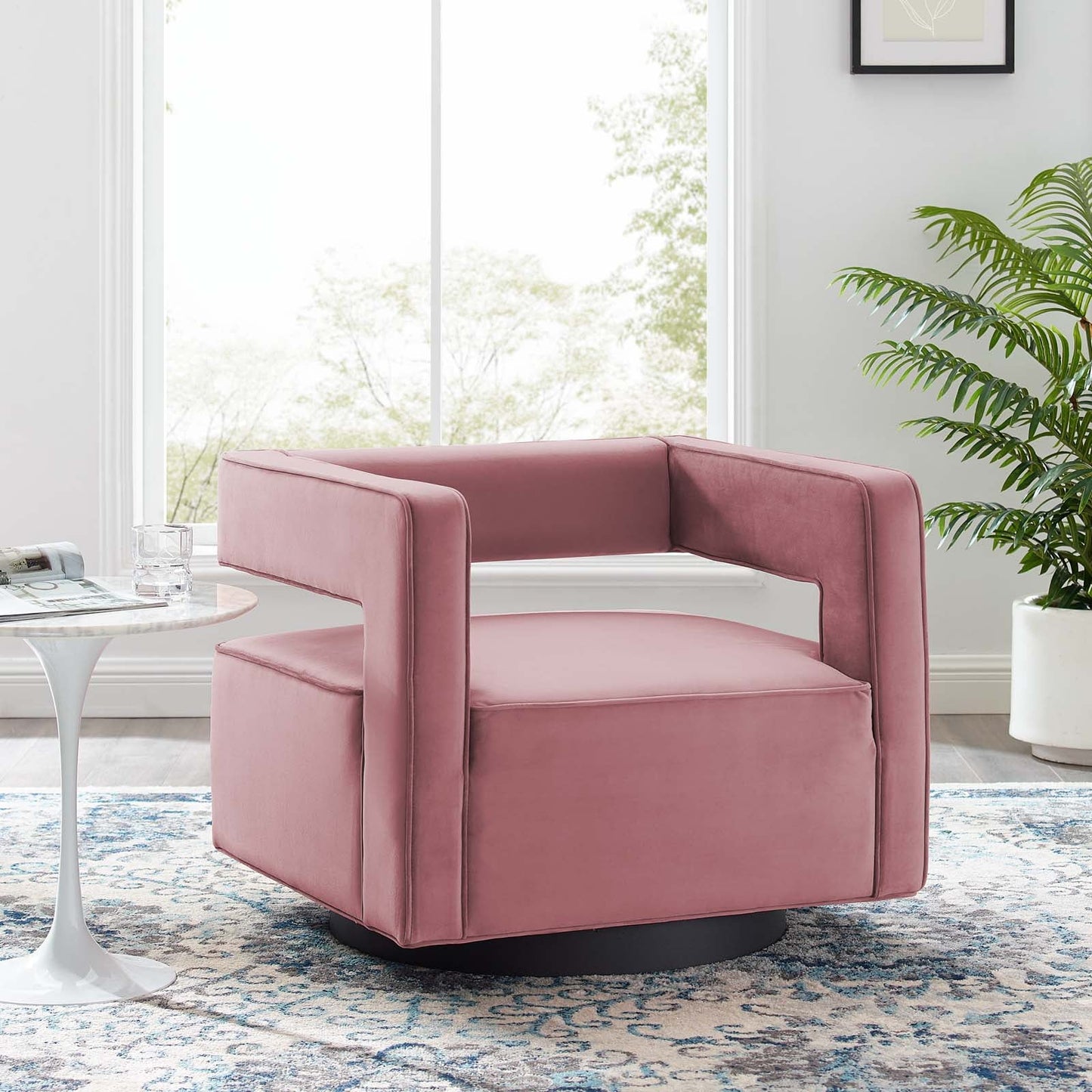 Mitch Velvet Swivel Armchair