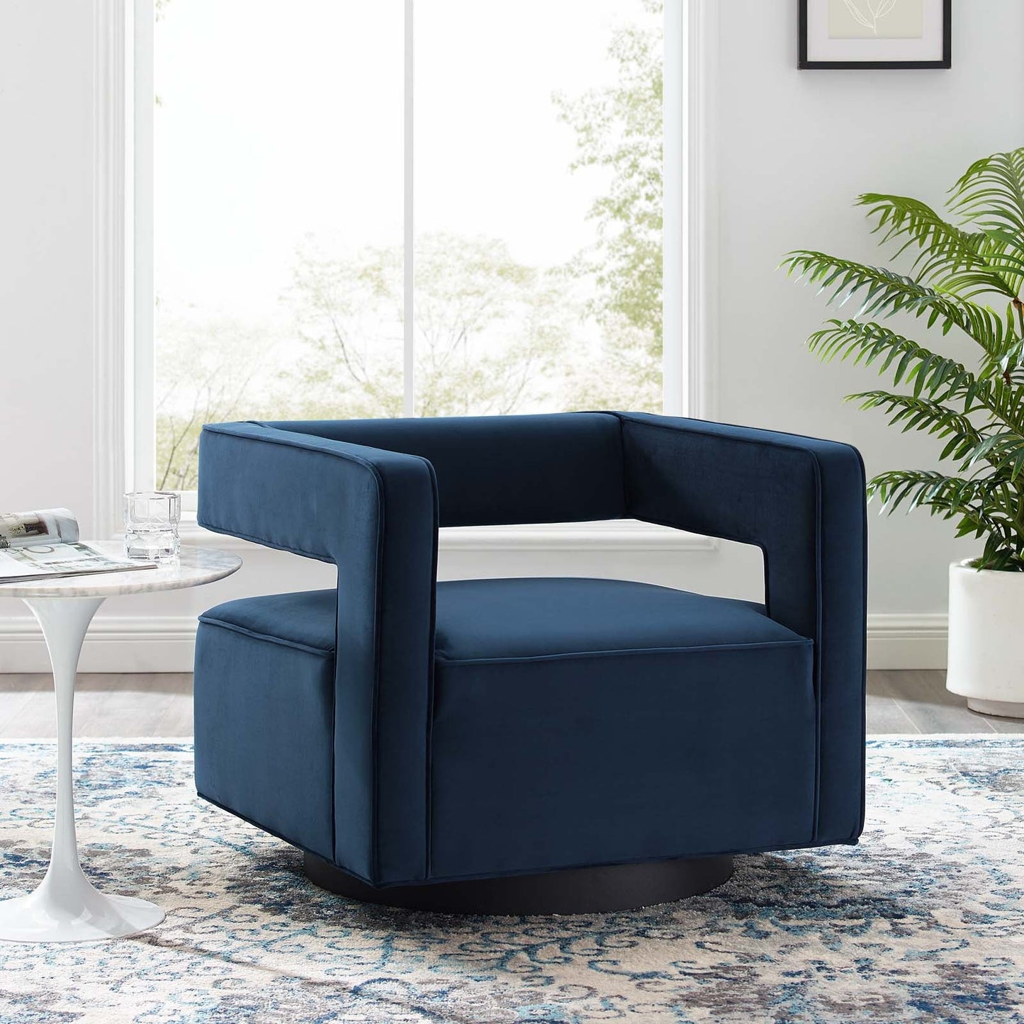 Mitch Velvet Swivel Armchair