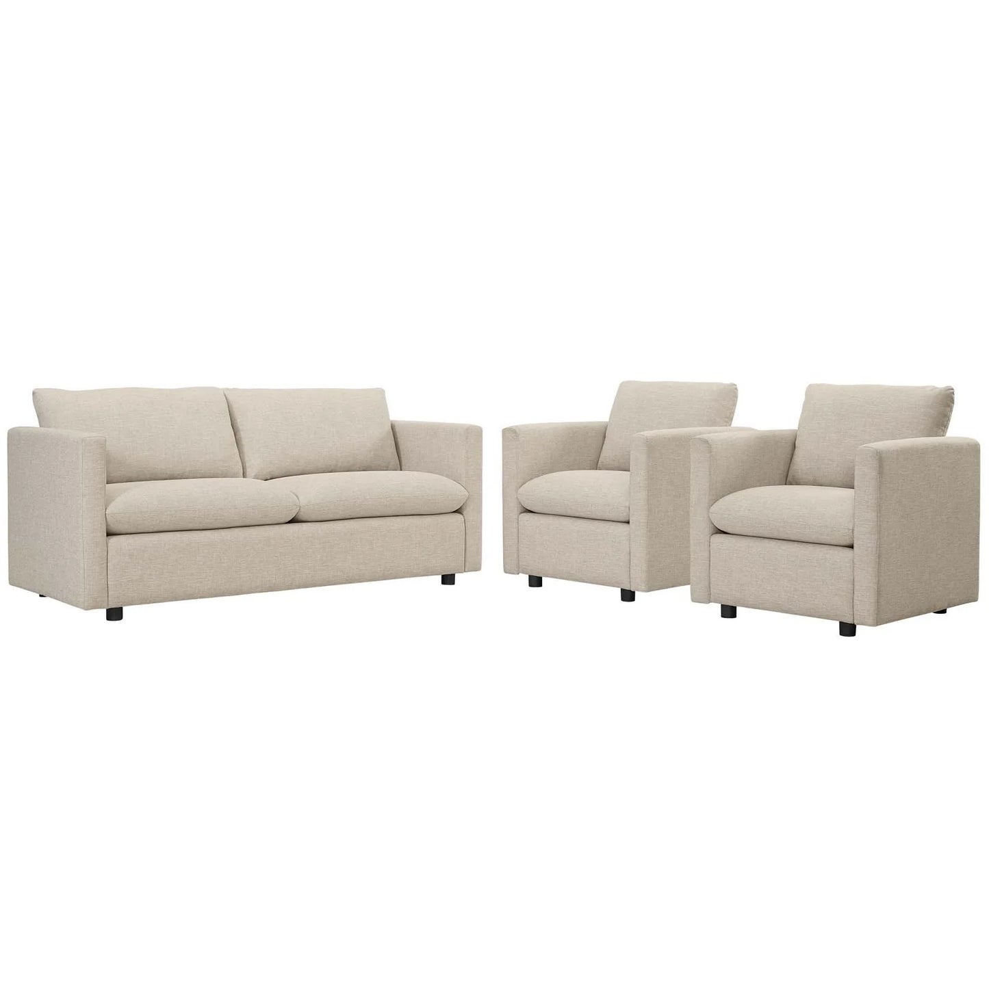 Keya Upholstered 3 Piece Living Set