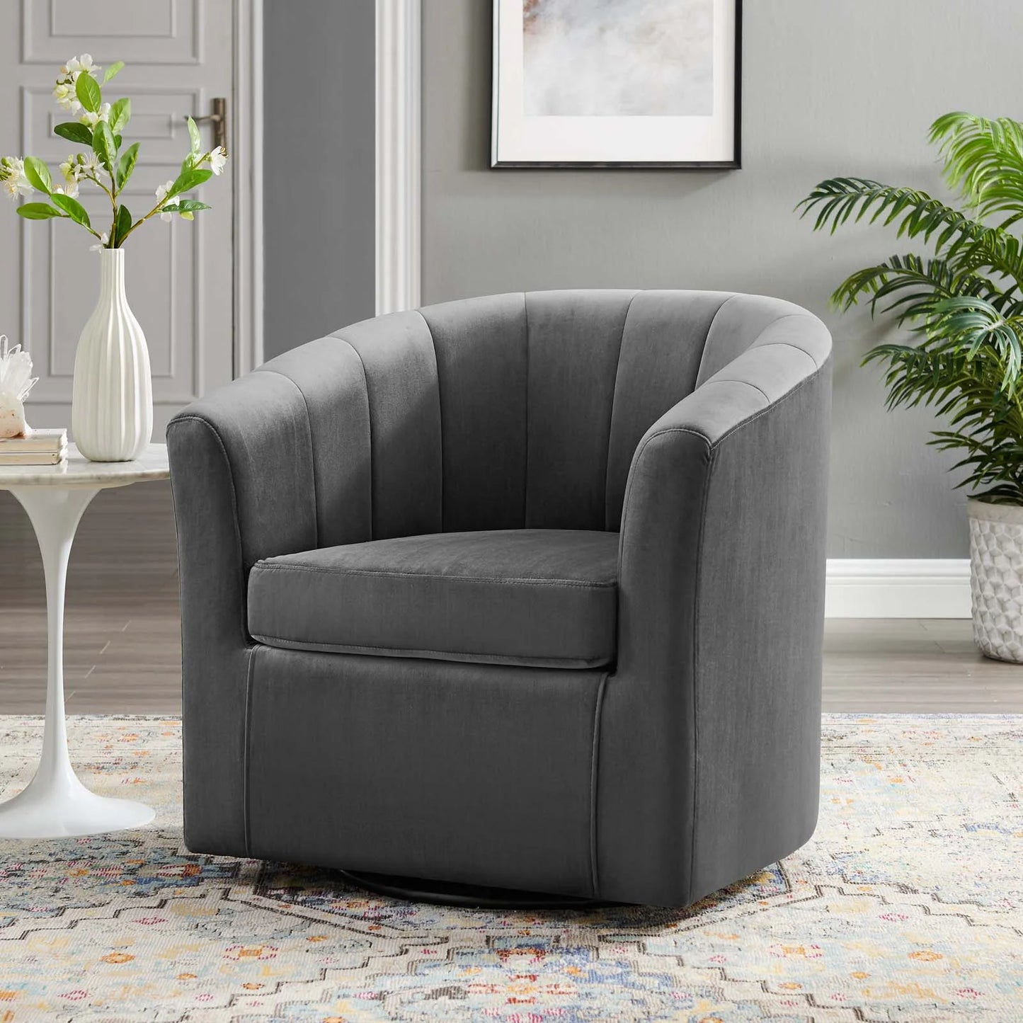 Sia Velvet Swivel Armchair