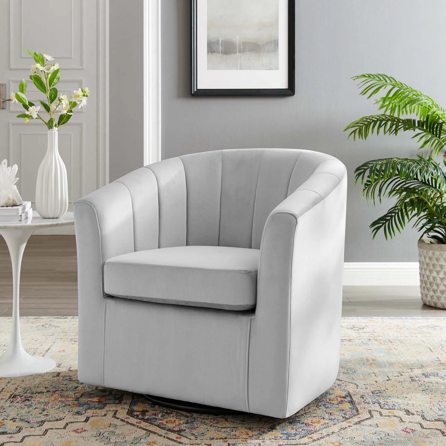 Sia Velvet Swivel Armchair