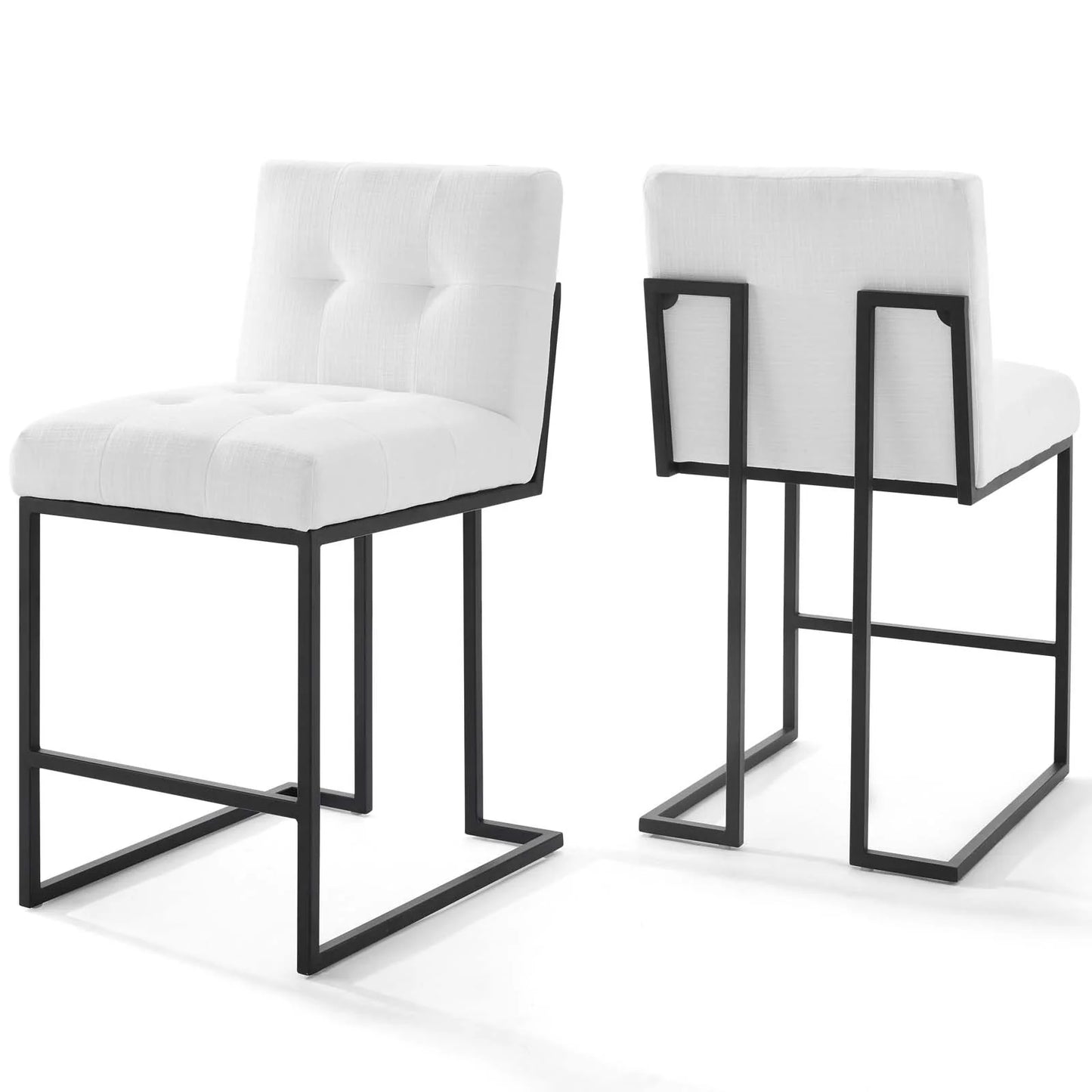 Privy Black Stainless Steel Upholstered Fabric Counter Stool Set of 2